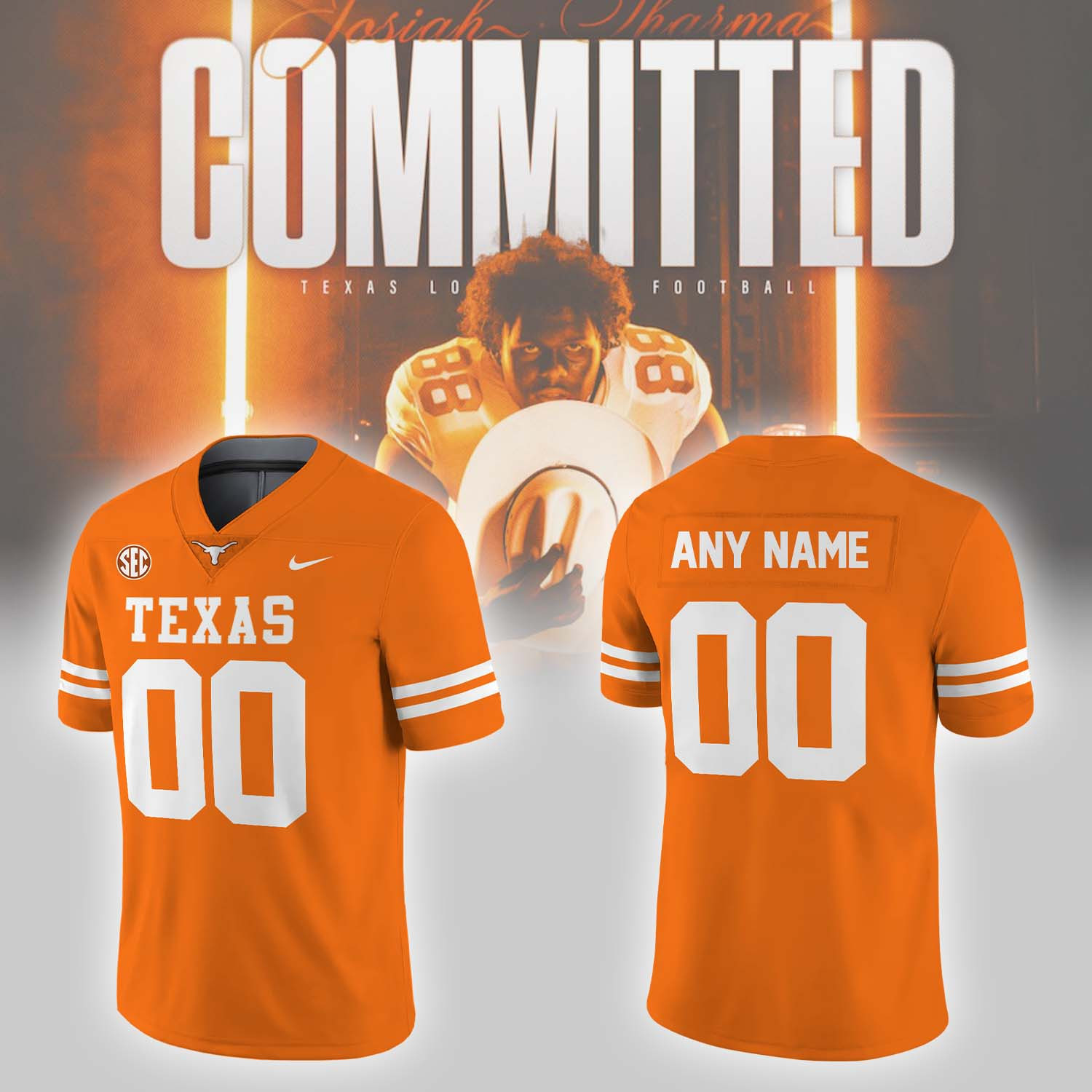 Personalized Texas Longhorns Football Orange Jersey Presents For Football Lovers