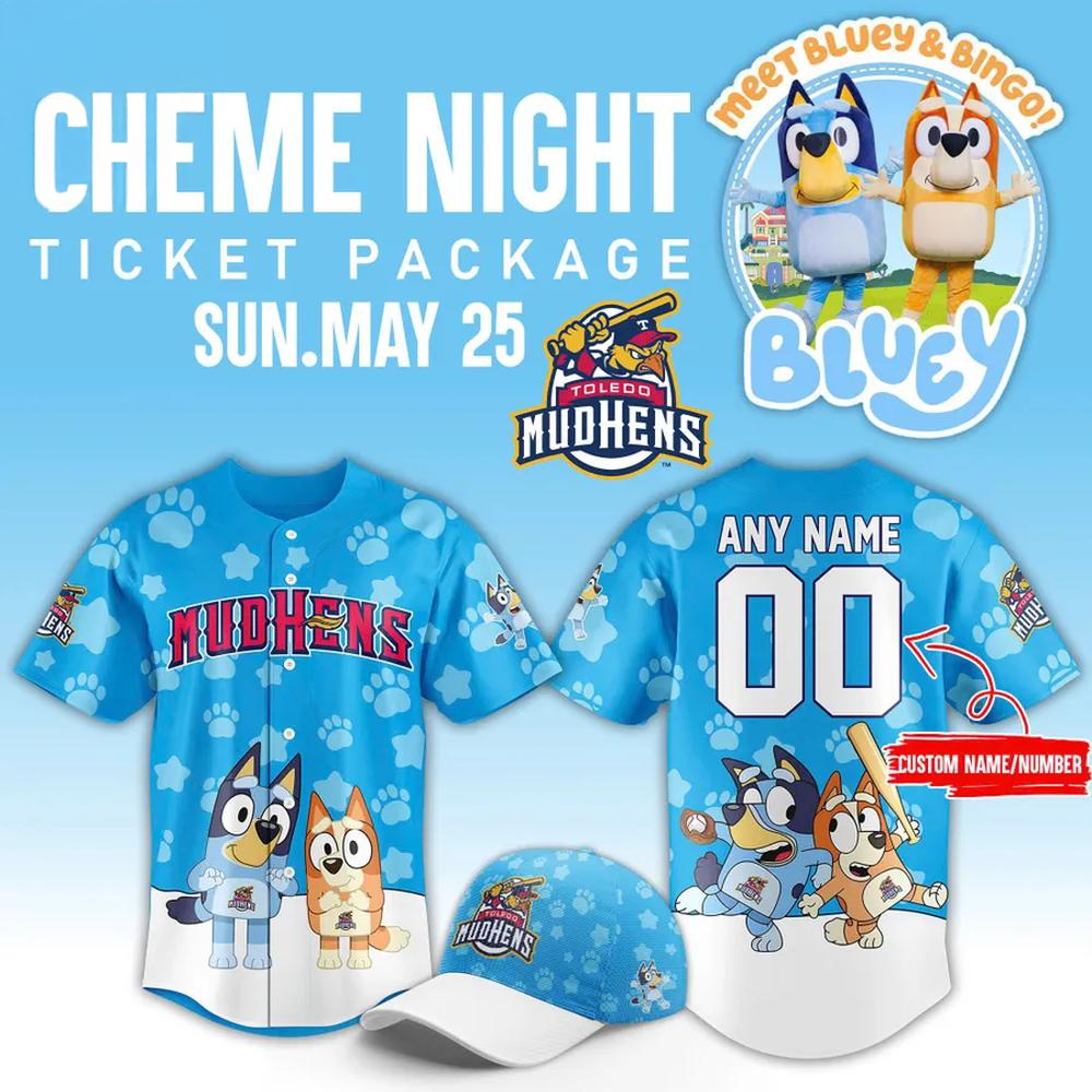Personalized Toledo Mud Hens Bluey Personalized  Edition Baseball Jersey Toledo Mud Hens Merch Best Gift For Baseball Lover