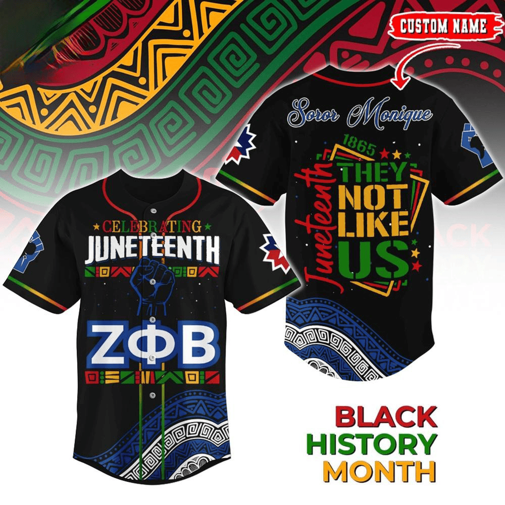 Personalized Zeta Phi Beta x Juneteenth  Edition Baseball Jersey Husband Gifts