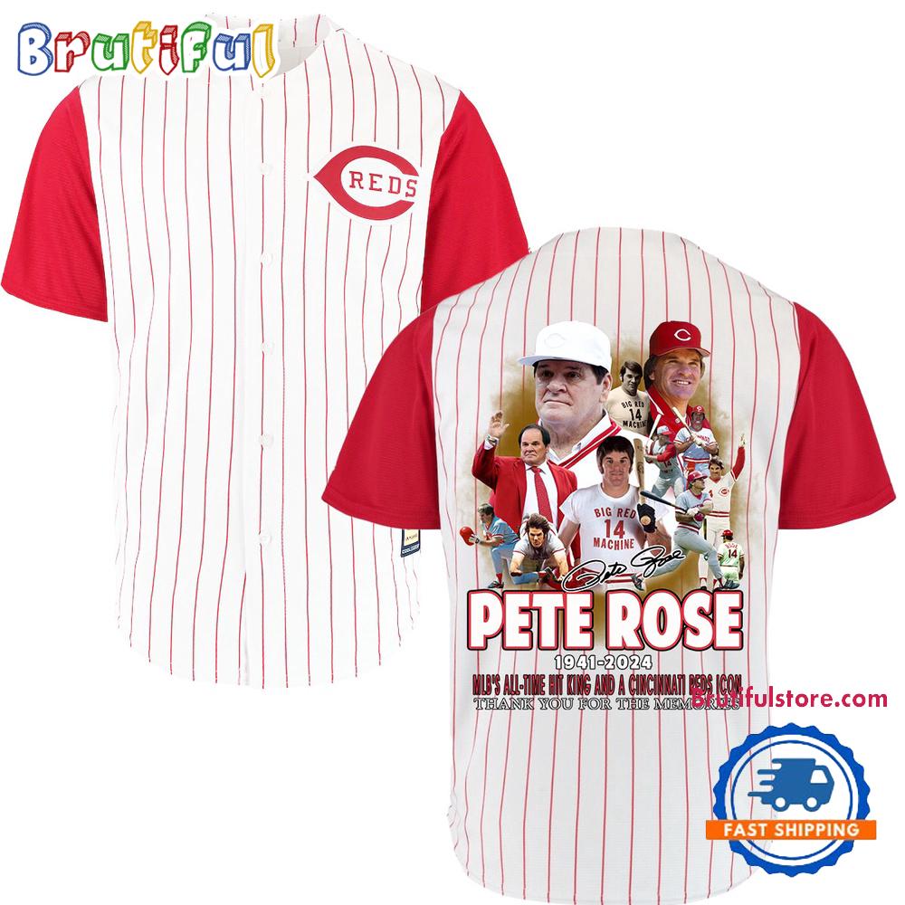 Pete Rose 1941-2024 MLBâ€™S All Time Hit King And A Cincinnati Reds Icon Baseball Jersey