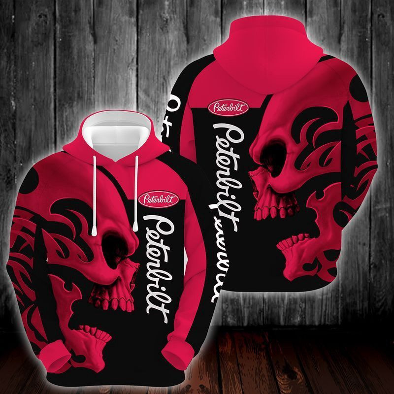 Peterbilt Motors Company Skull Black Red Hoodie Zip Hoodie