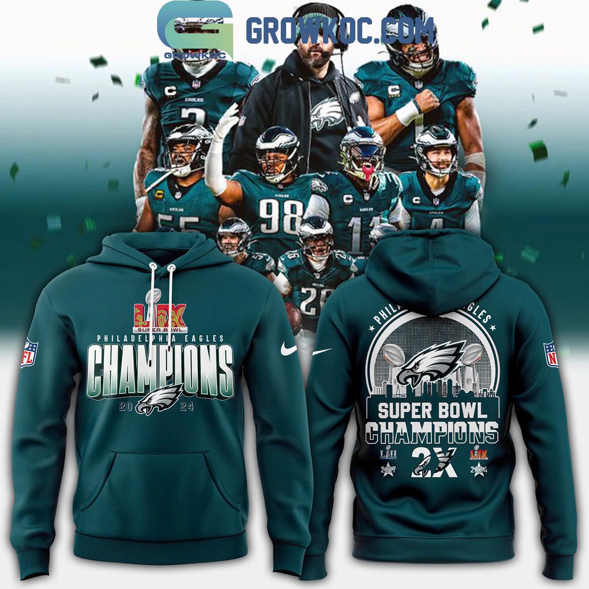 Philadelphia Eagles 2X Super Bowl Champions Hoodie T Shirt Gift For Sport Music Fans
