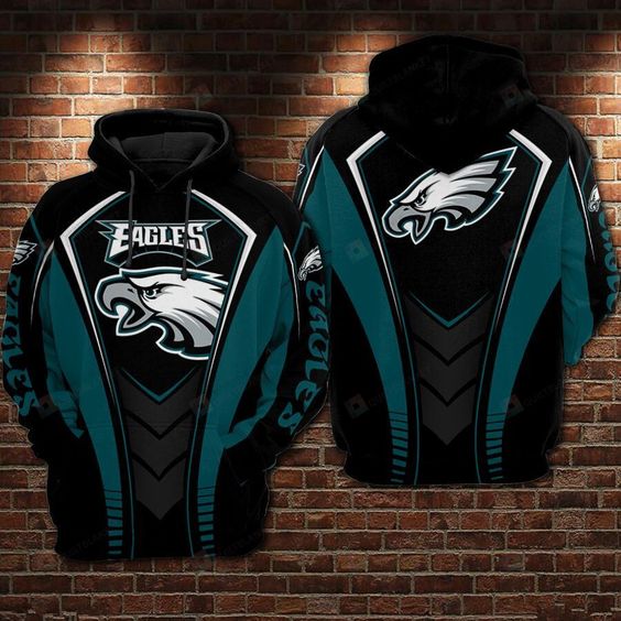 Philadelphia Eagles Black V9 NFL Football Team Hoodie