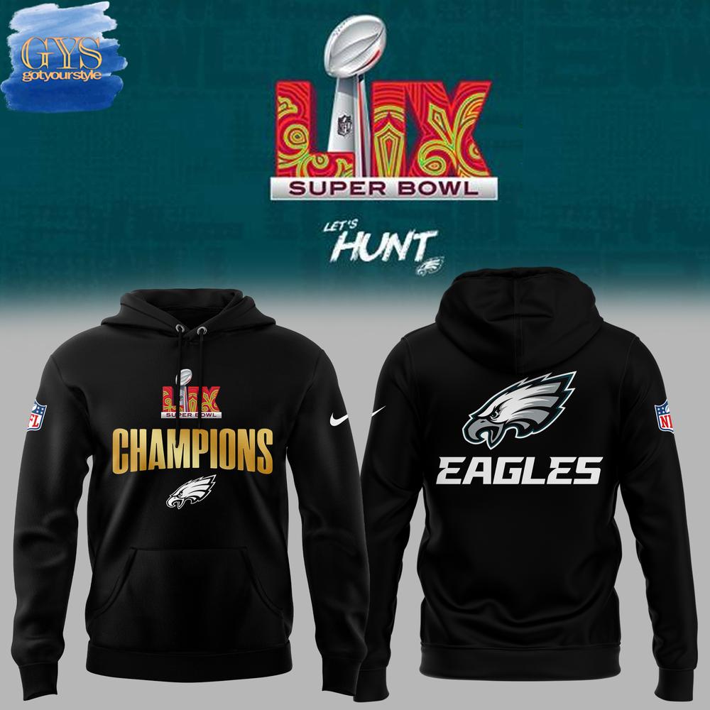 Philadelphia Eagles CHAMPIONS 2025 SUPER BOWL LIX Limited Edition Black Hoodie