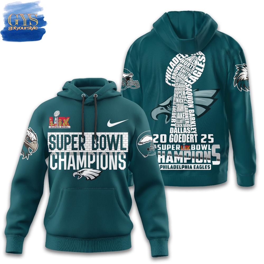 Philadelphia Eagles Champions Super Bowl LIX Limited Edition Midnight Green Hoodie