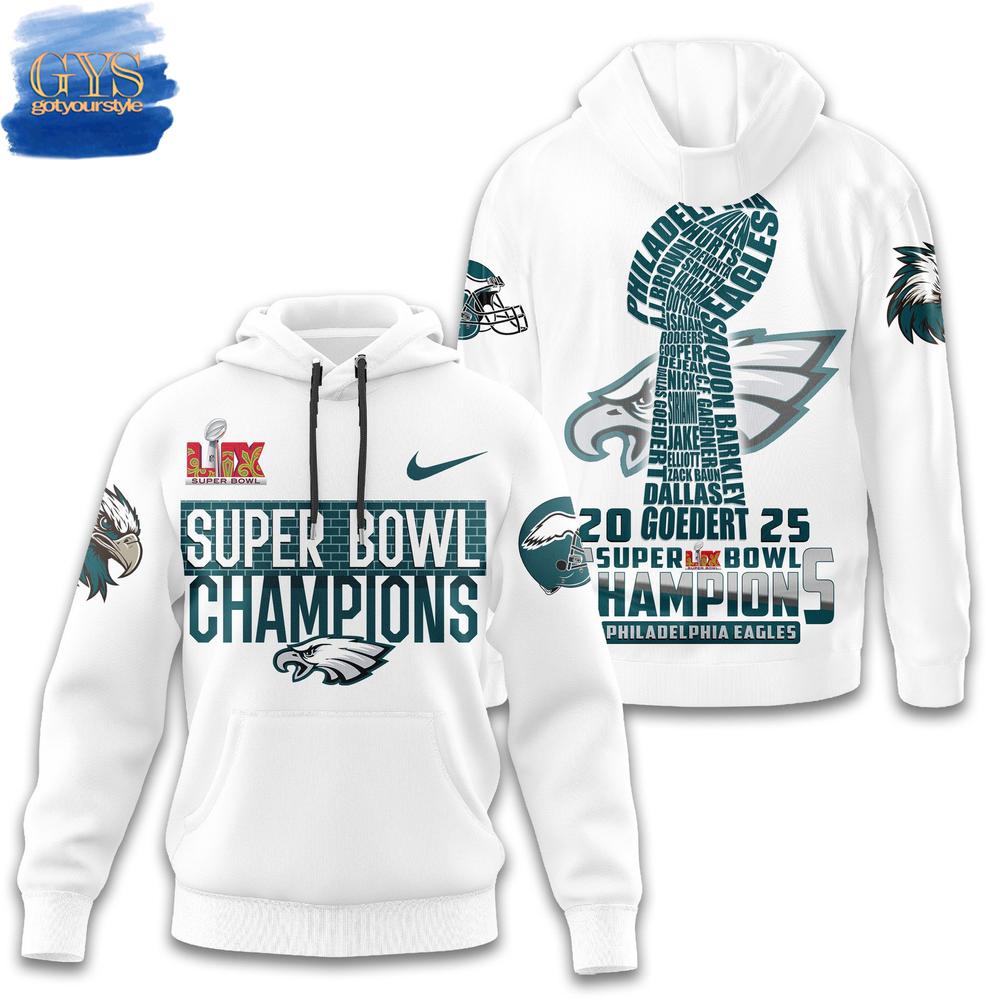 Philadelphia Eagles Champions Super Bowl LIX Limited Edition White Hoodie