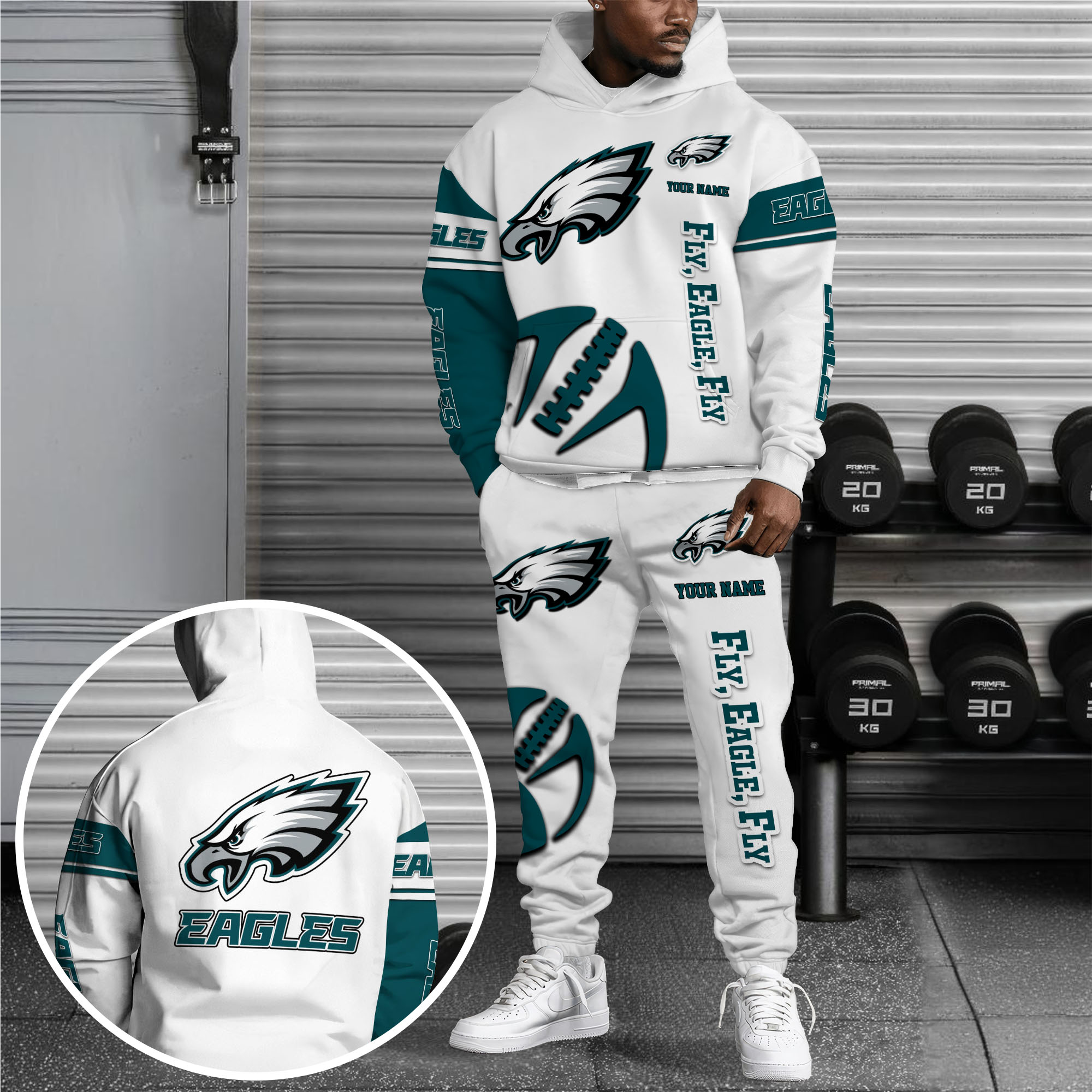 Philadelphia Eagles Hoodie Sweatpants Set Custom Your name, Sport Hoodie Sweatpants Set, Sport Gifts For Fan Premium Merchandise