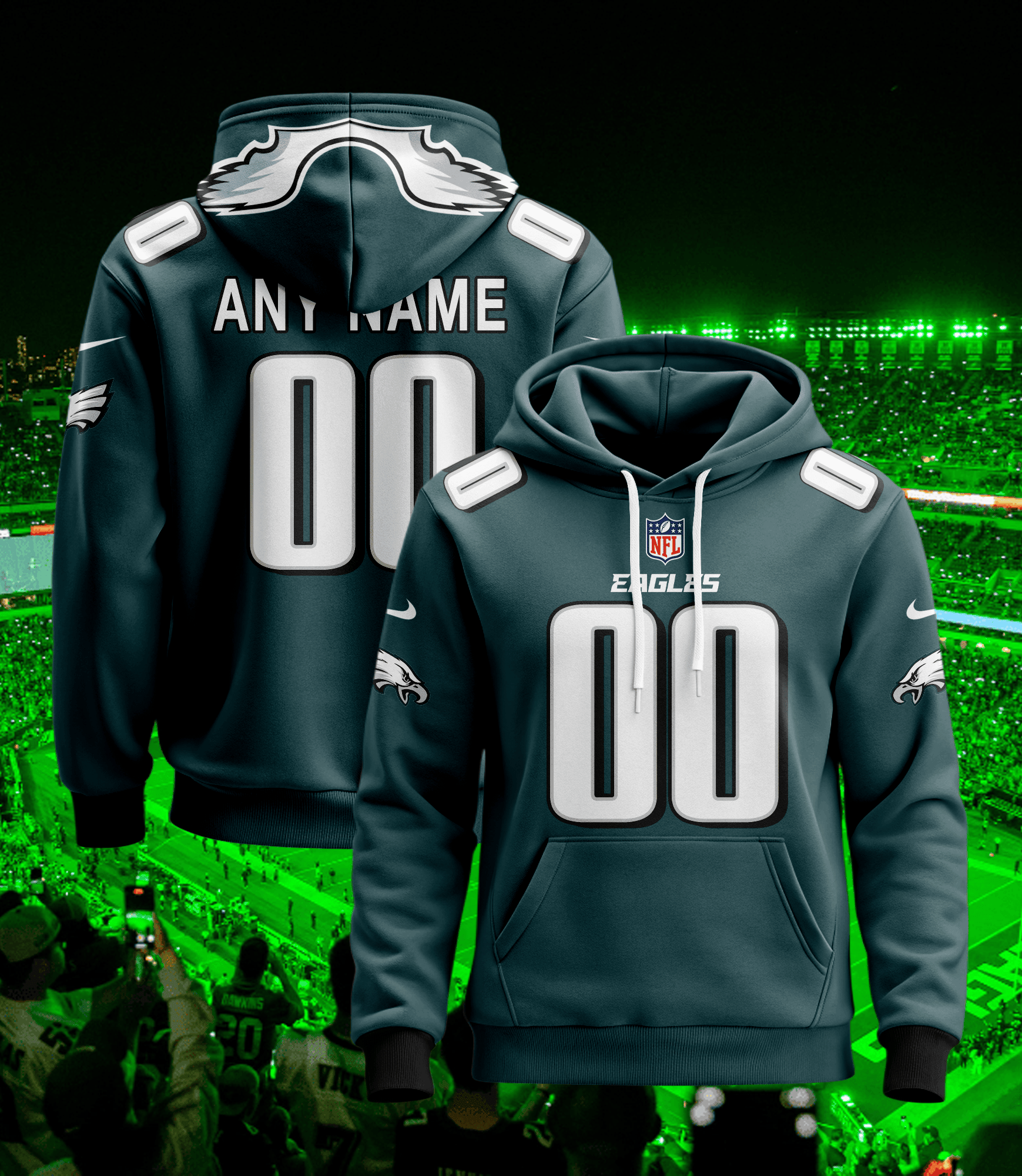 Philadelphia Eagles Personalized Name And Number NFL 3D Hoodie Version 13