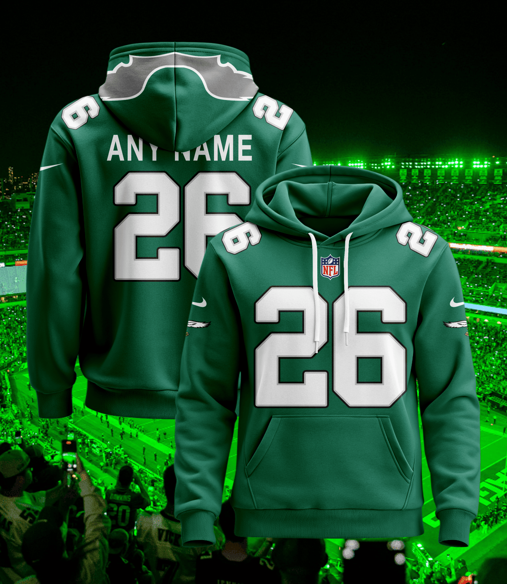 Philadelphia Eagles Personalized Name And Number NFL 3D Hoodie Version 15