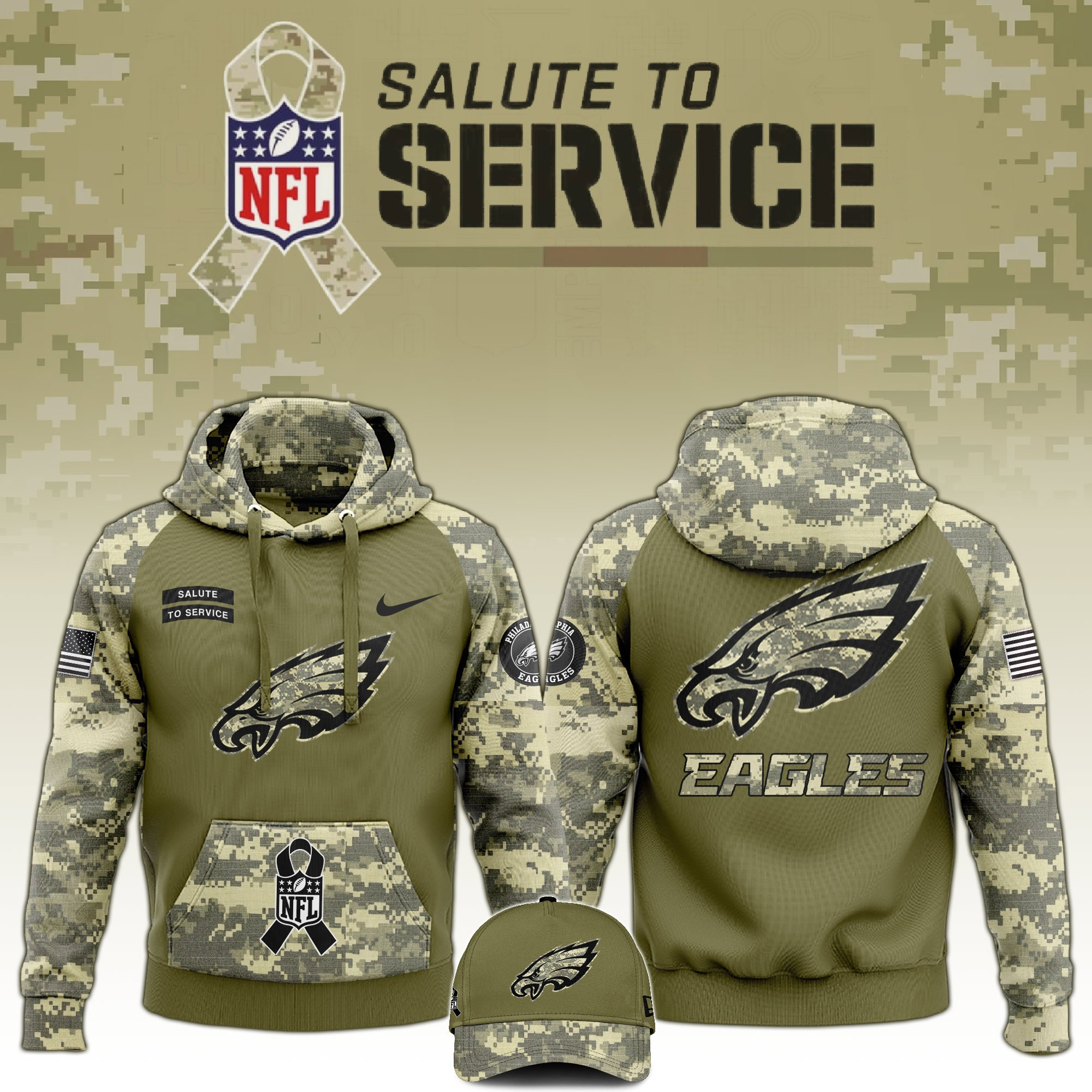 Philadelphia Eagles Salute to Service Club Camo Hoodie Perfect Gift For Him