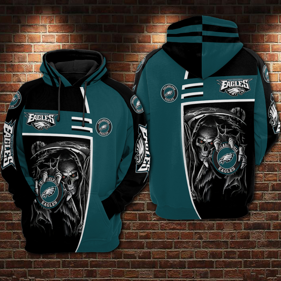 Philadelphia Eagles Skull Death NFL Football Team Hoodie