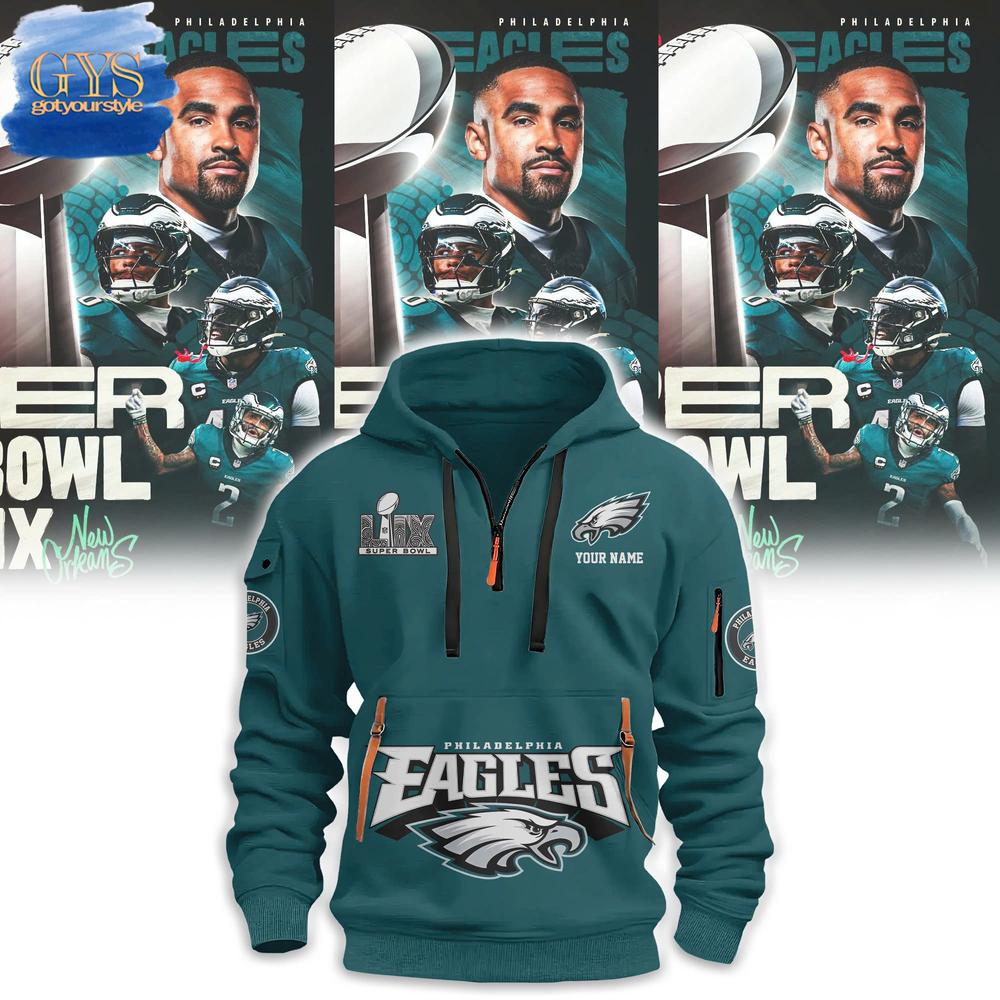Philadelphia Eagles Super Bowl LIX Quarter Zip Hoodie Gift For Sport Music Fans