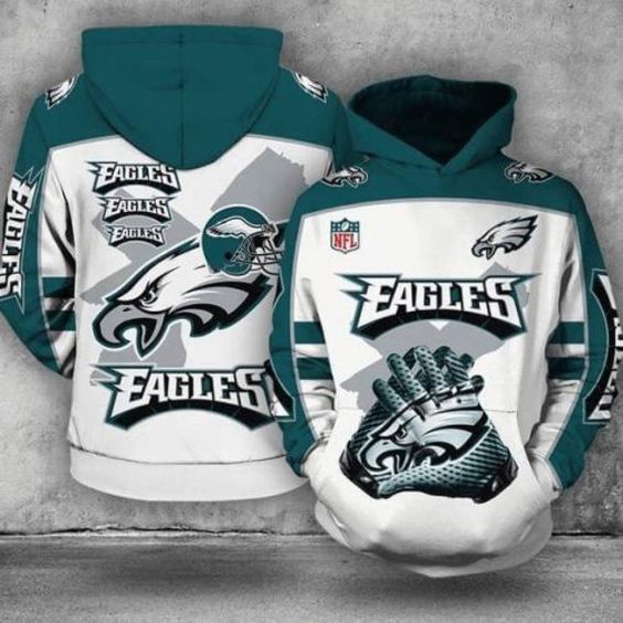 Philadelphia Eagles White V2 NFL Football Team Hoodie