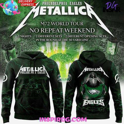 Philadelphia Eagles x Metallica M72 Word Tour 2025 Limited Hoodie Premium Merchandises