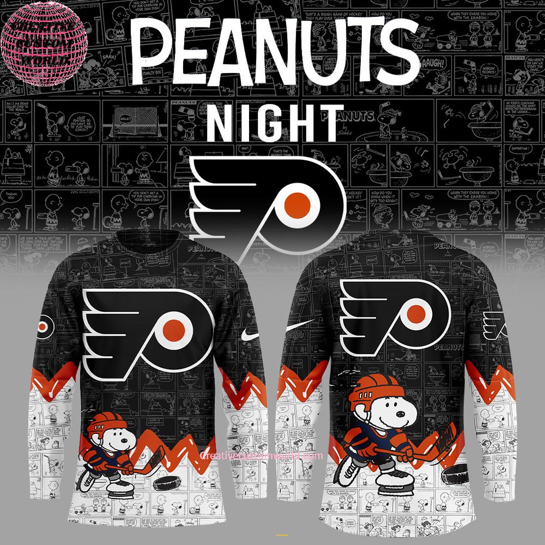 Philadelphia Flyers Peanuts Night 2025 75th Anniversary Hockey Jersey â€“ Black