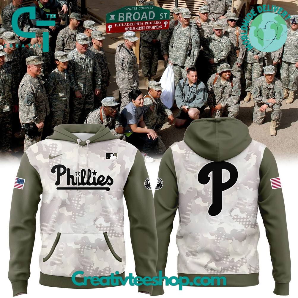 Philadelphia Phillies 2025 Armed Forces Day Camo Hoodie