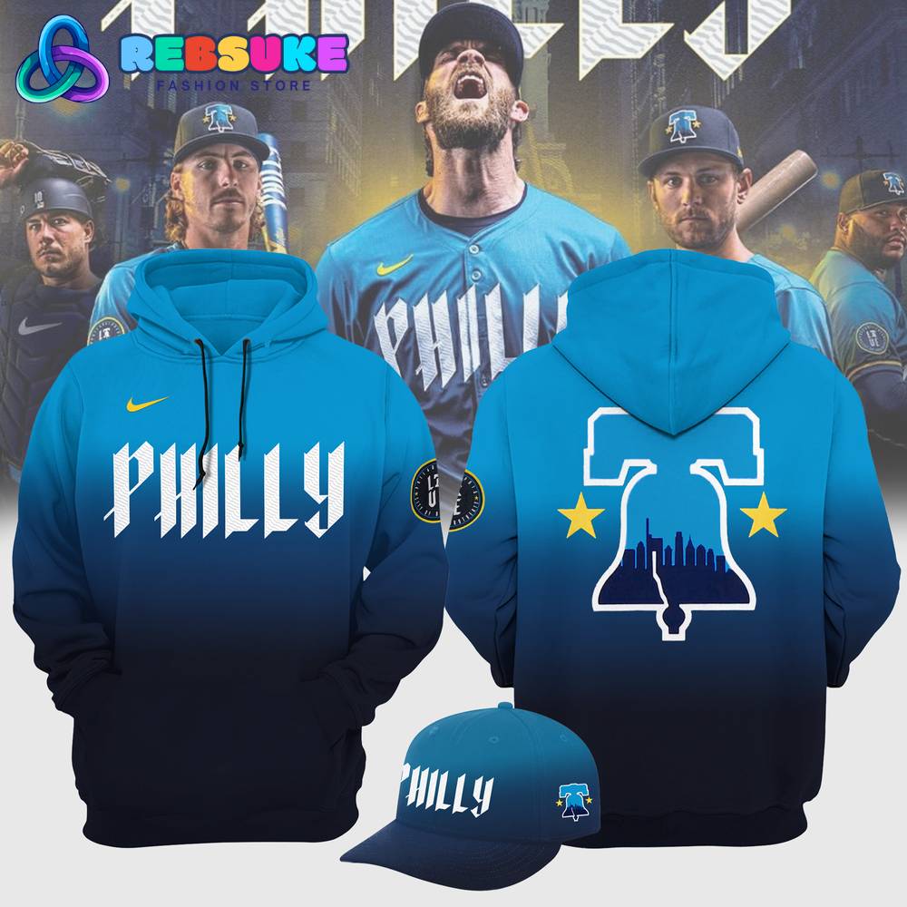 Philadelphia Phillies Blue 2024 City Connect Combo Hoodie Cap Gift For Sport Music Fans