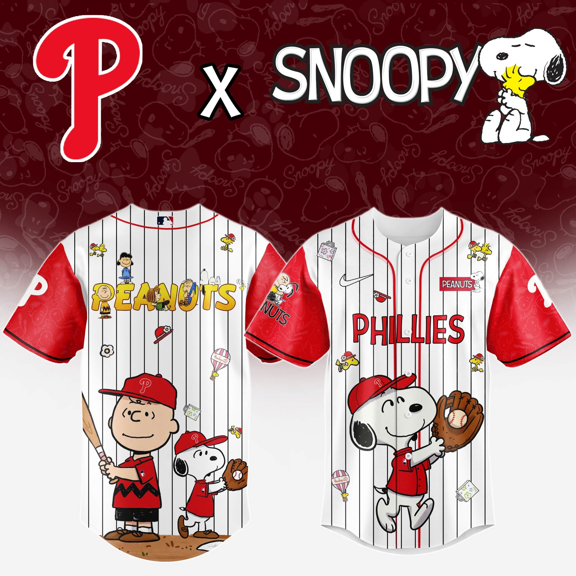 Philadelphia Phillies MLB 75Th Anniversary Of Peanuts Snoopy Jersey 2025 Baseball Fan Gifts