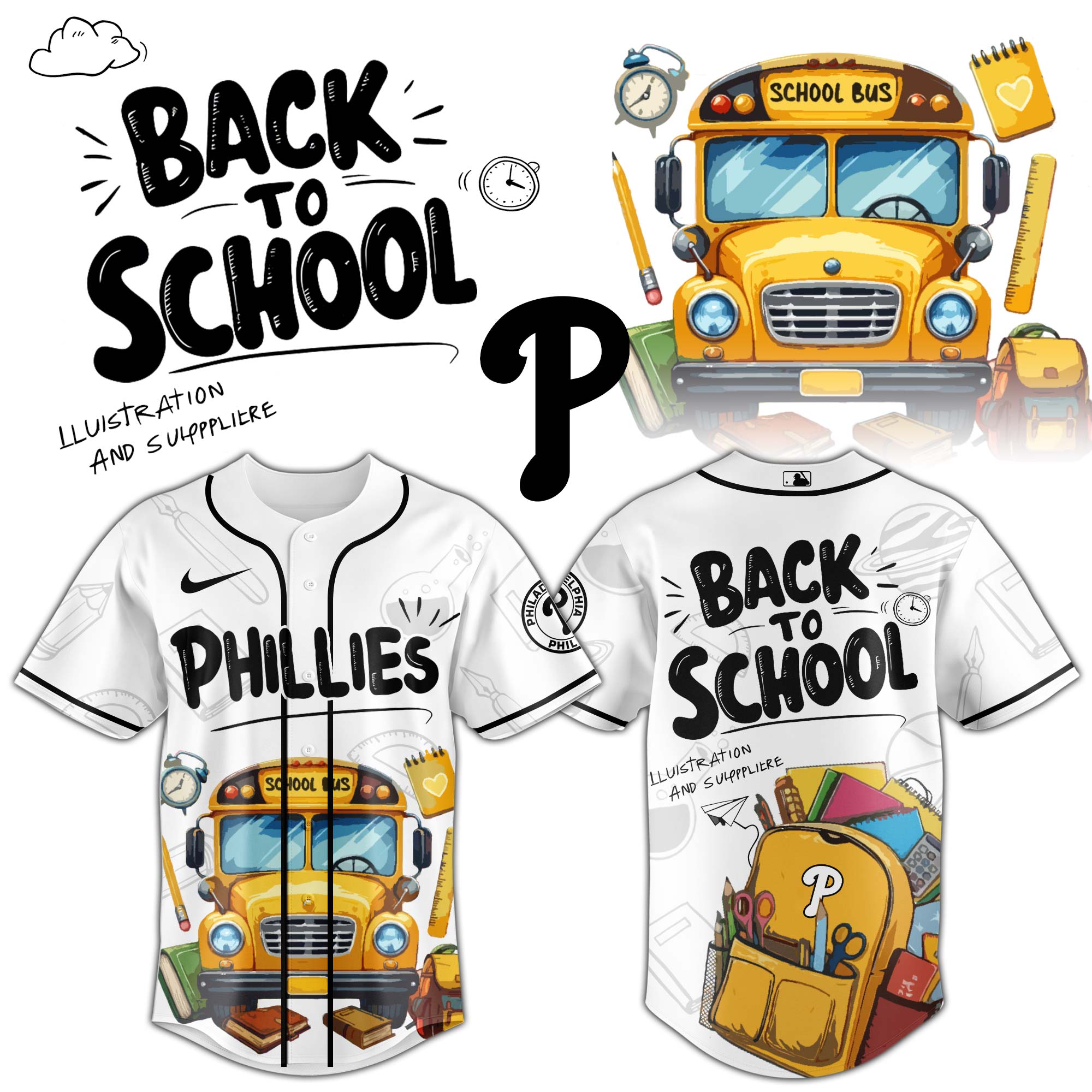 Philadelphia Phillies MLB x Back To School Personalized Baseball Jersey For Fans