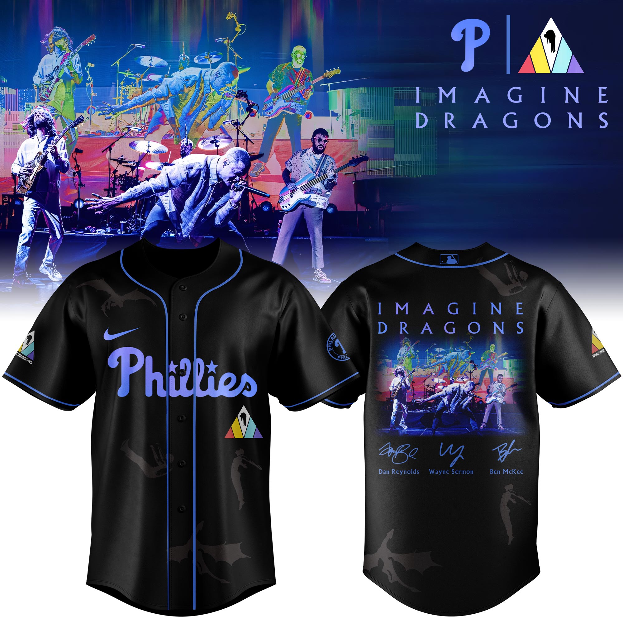 Philadelphia Phillies MLB x Imagine Dragons 17th Anniversary Tour Personalized Baseball Jersey For Fans