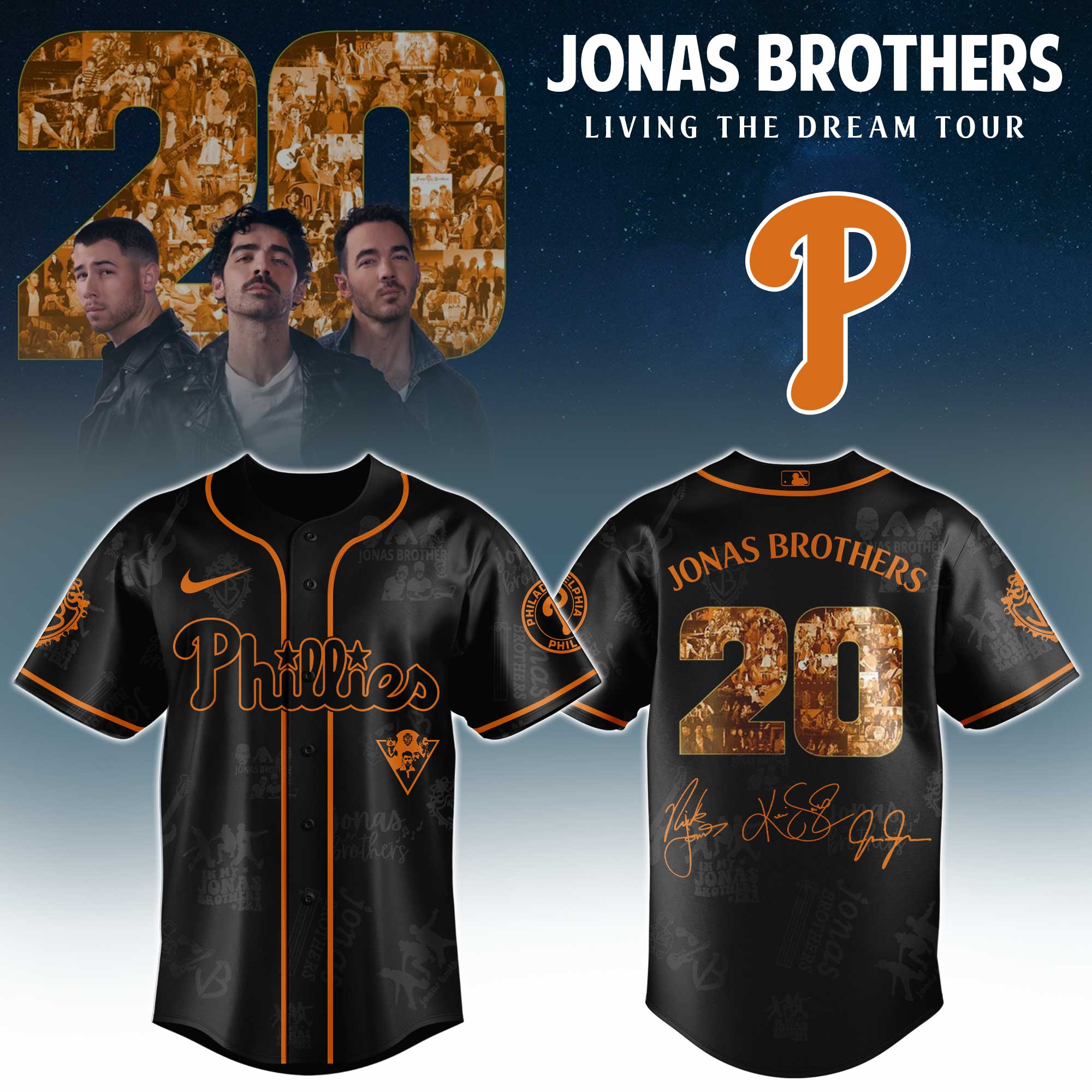 Philadelphia Phillies MLB x Jonas Brothers Tour Personalized Baseball Jersey For Fans