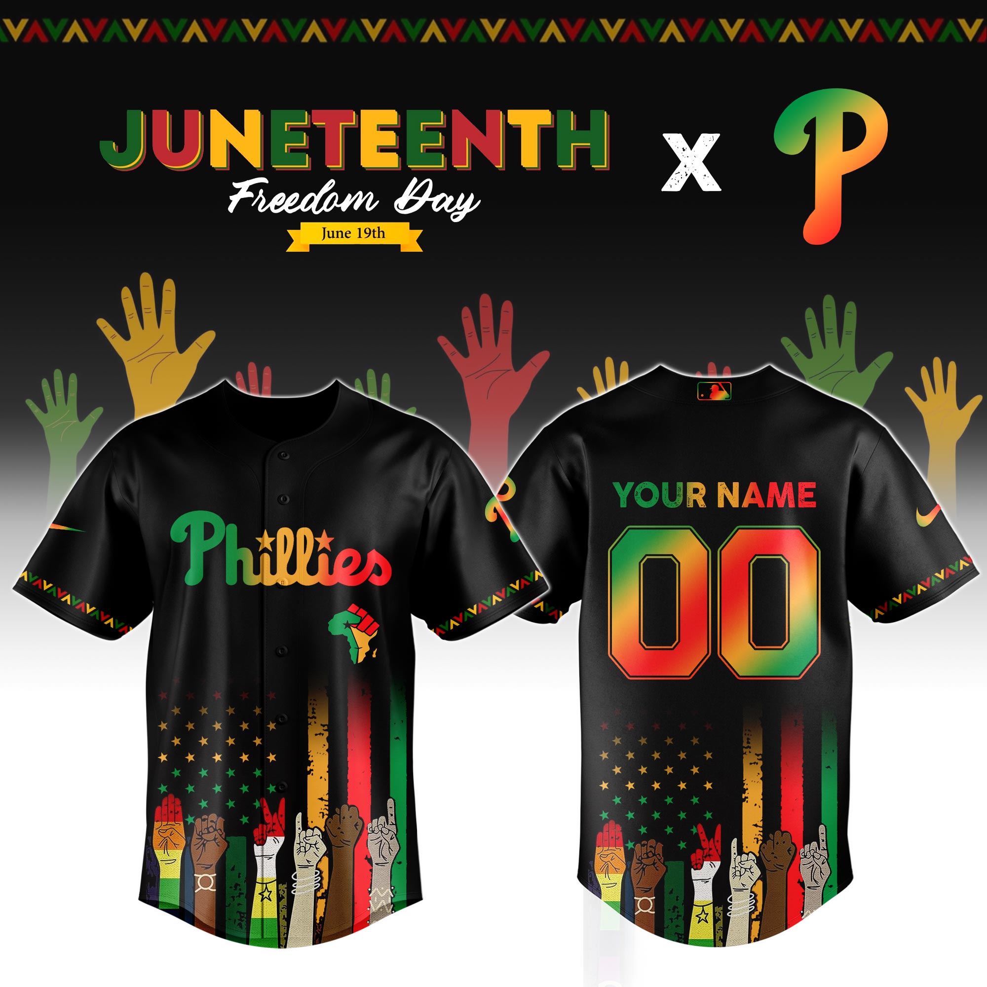 Philadelphia Phillies MLB x Juneteenth Jersey Personalized Baseball Jersey For Fan
