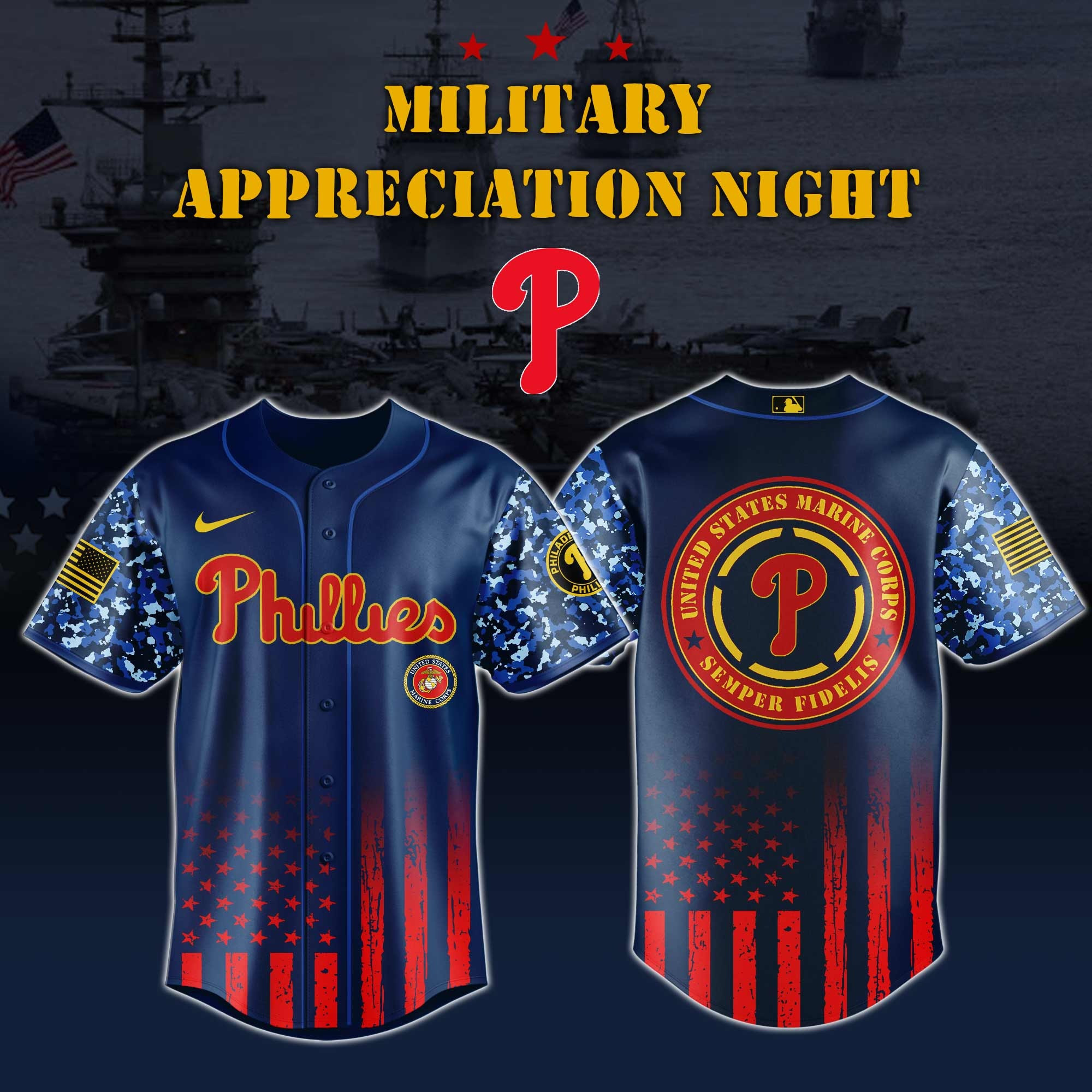 Philadelphia Phillies MLB x Marine Corps Military Appreciation Night Jersey s 2025 Philadelphia Phillies Merch