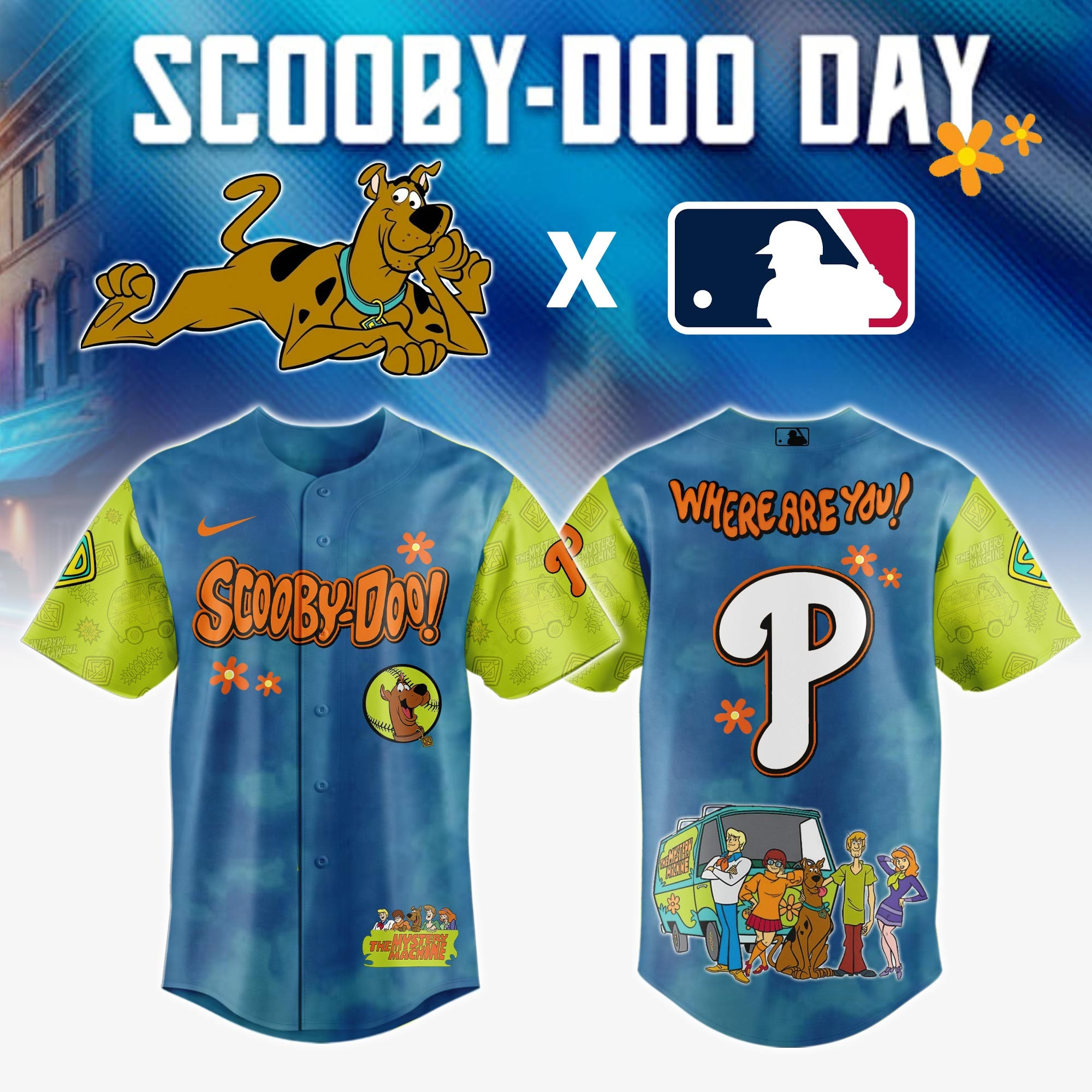 Philadelphia Phillies MLB x Scooby Doo Jersey Gifts For Baseball Fans