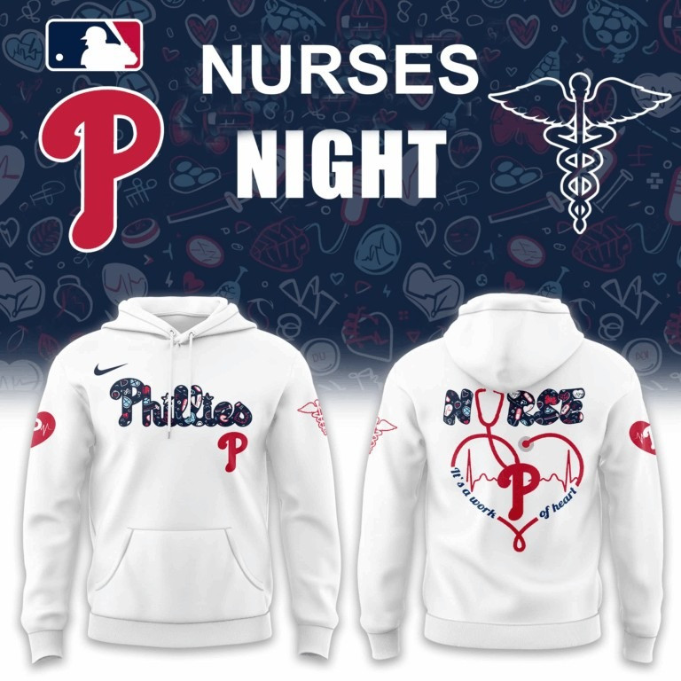 Philadelphia Phillies Nurses Night Hoodie Its A Work Of Heart Nurse Baseball Fan Gifts
