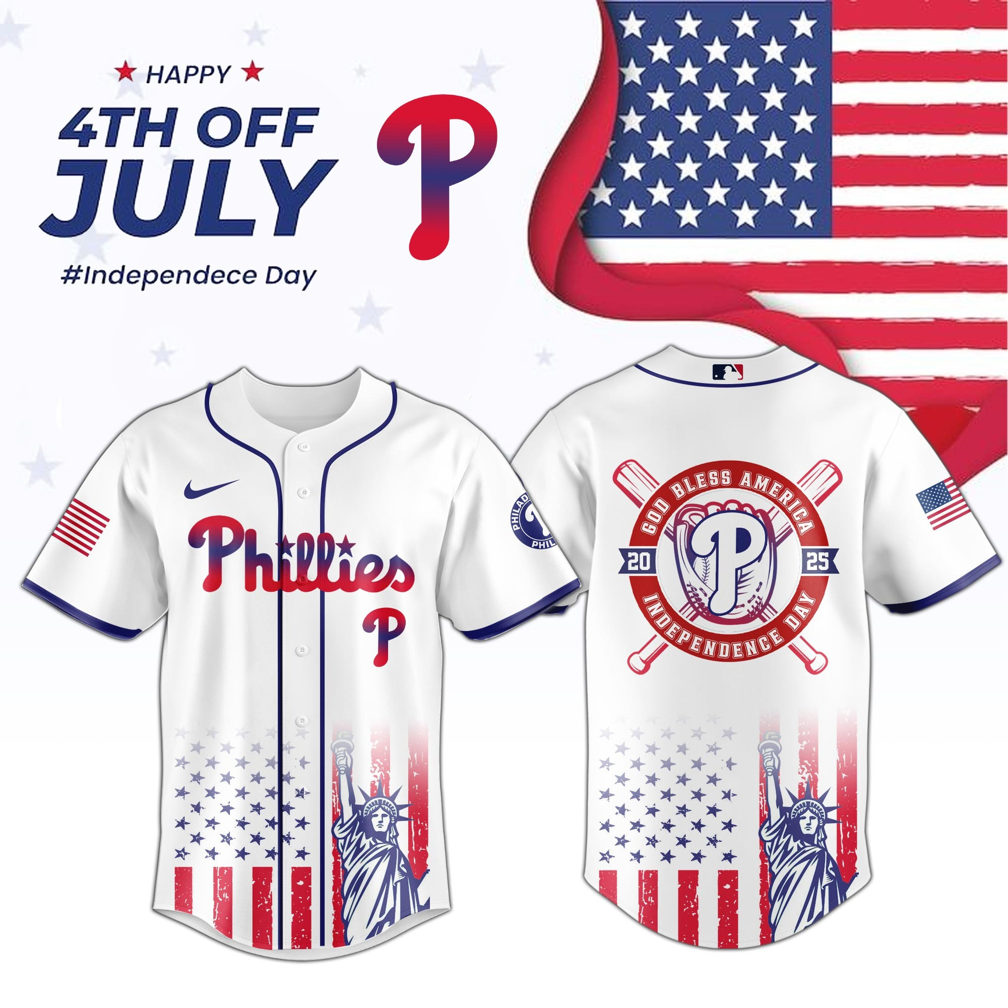 Philadelphia Phillies Special Independence Day  Edition Jersey Gifts For Baseball Fans