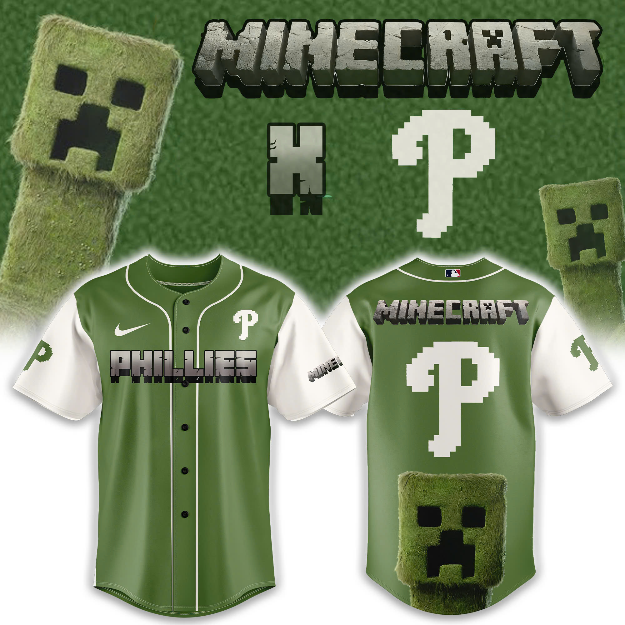 Philadelphia Phillies x MineCraft 2025 Jersey Best Gifts For Baseball Fans