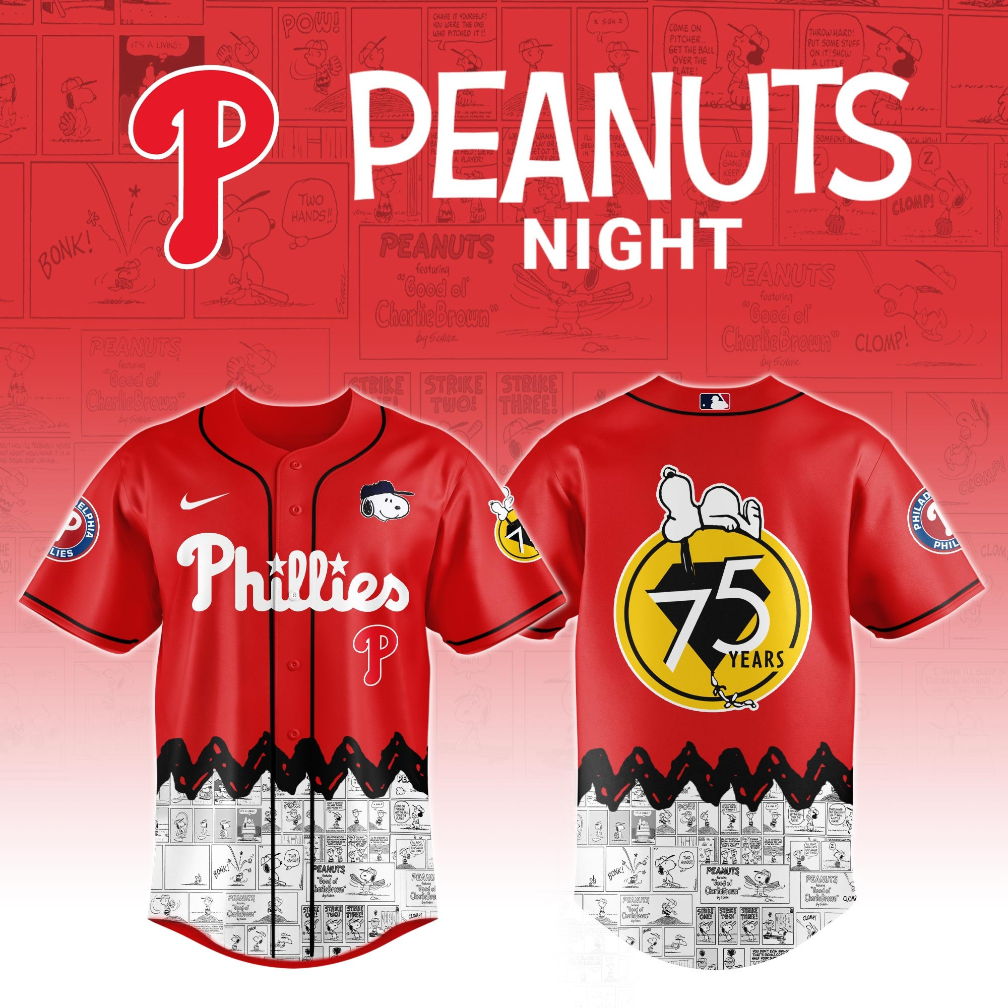 Philadelphia Phillies x Peanuts Night Jersey 2025 Gift Ideas For Baseball Fans