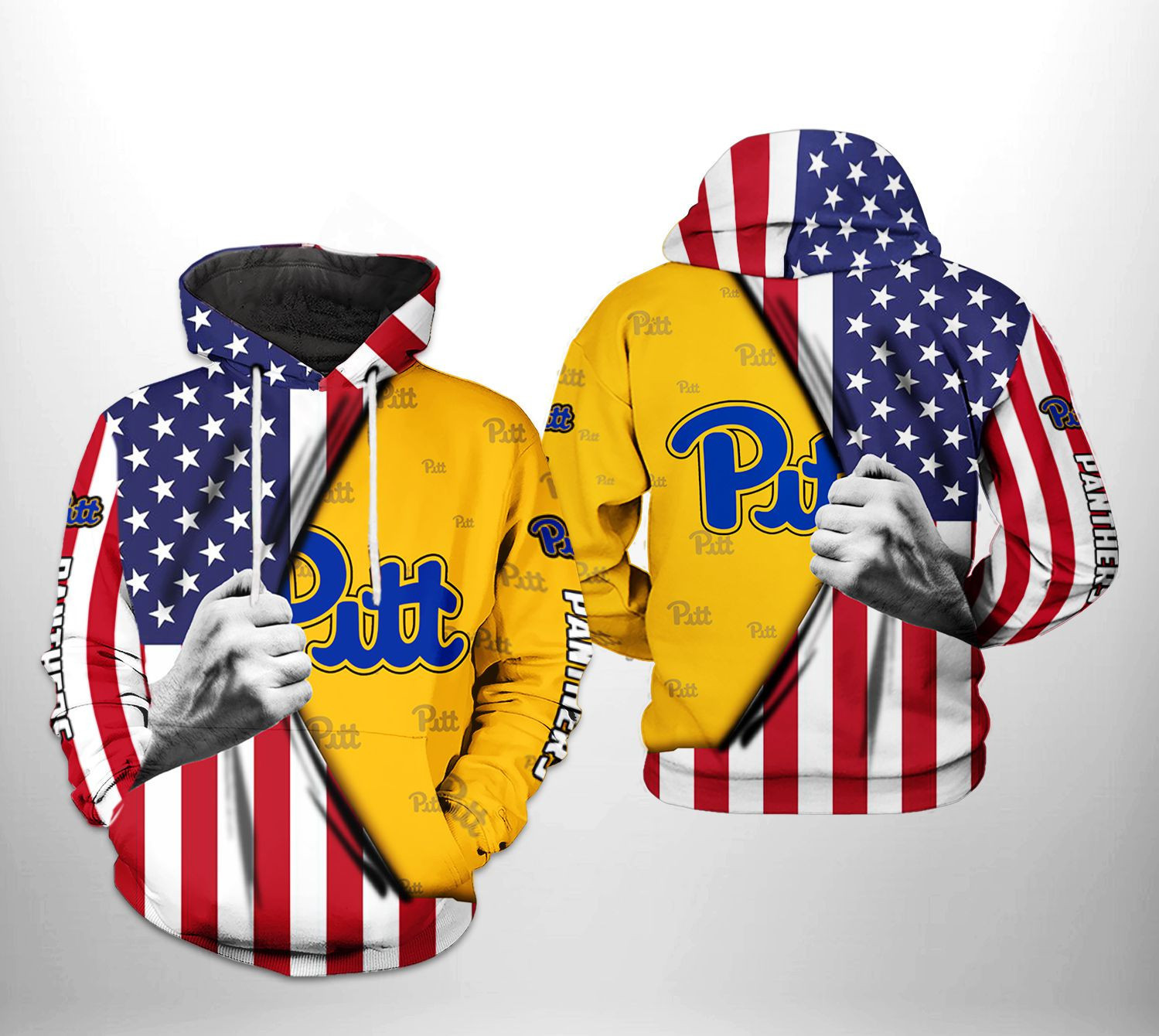 Pitt Panthers NCAA US Flag Hoodie  Zip Hoodie