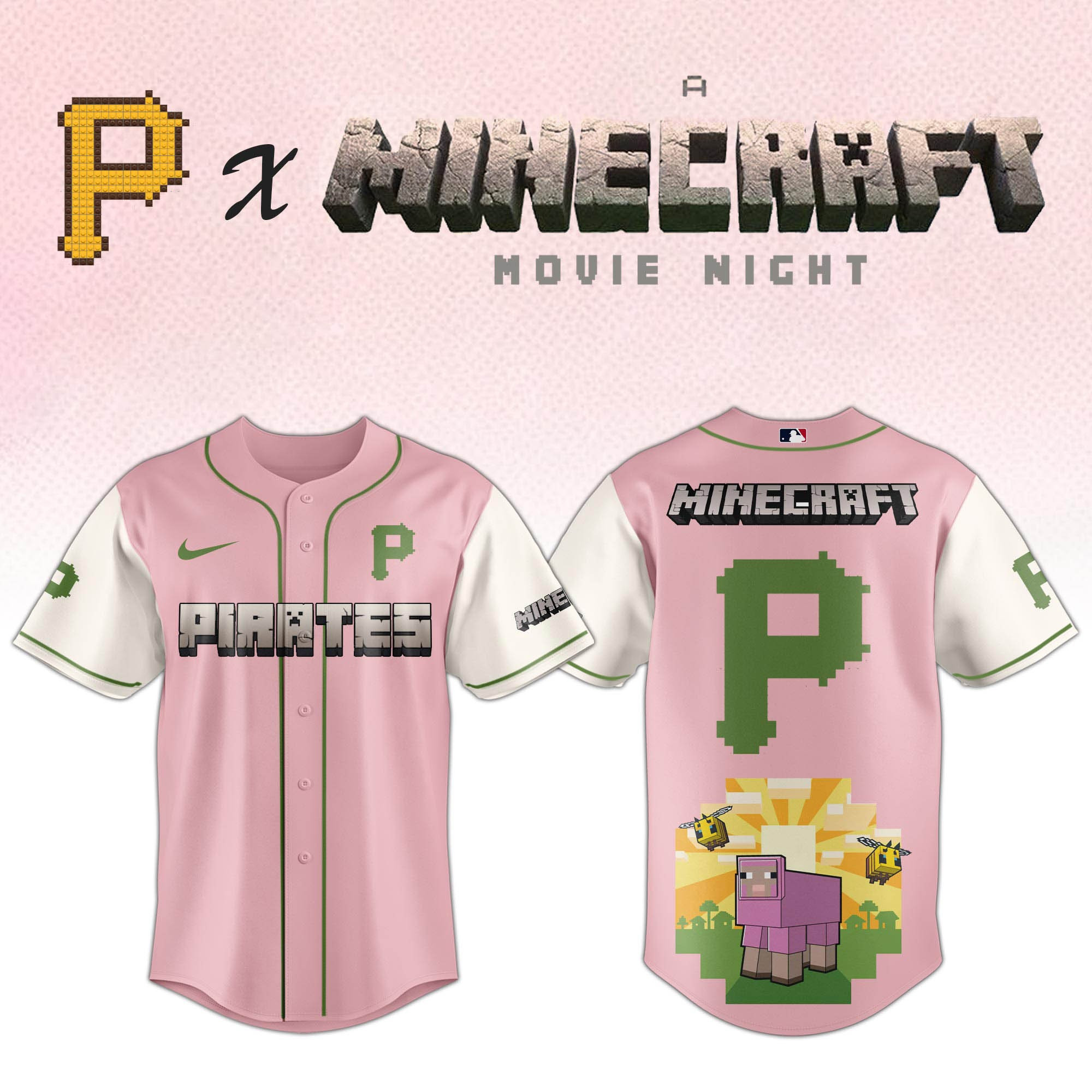 Pittsburgh Pirates MLB x A MINECRAFT MOVIE Night Jersey Baseball Fan Gifts For Him Her