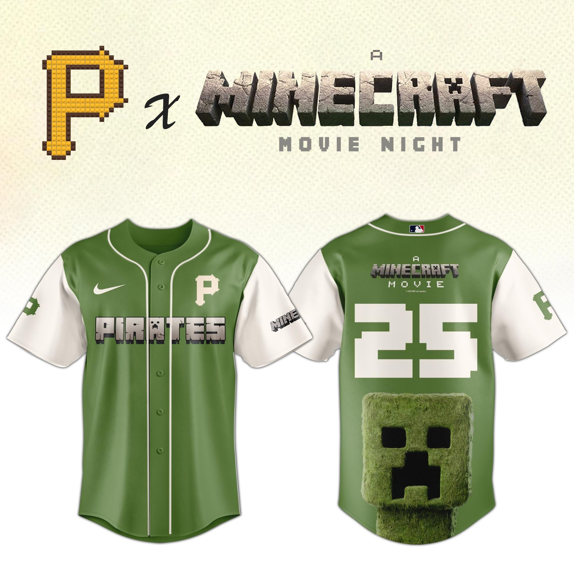 Pittsburgh Pirates MLB x A MINECRAFT MOVIE Night Jersey Fan Merch Gifts For Baseball Lovers