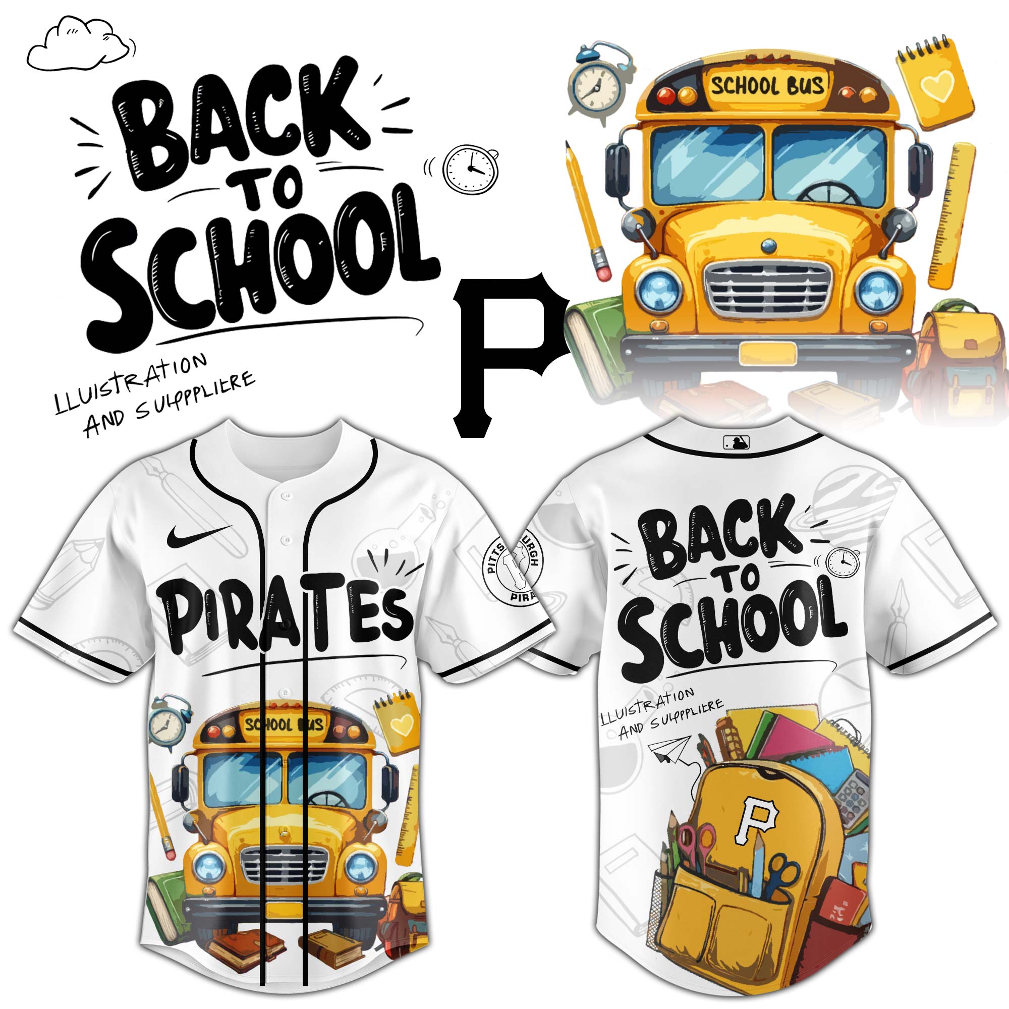 Pittsburgh Pirates MLB x Back To School Personalized Baseball Jersey For Fans