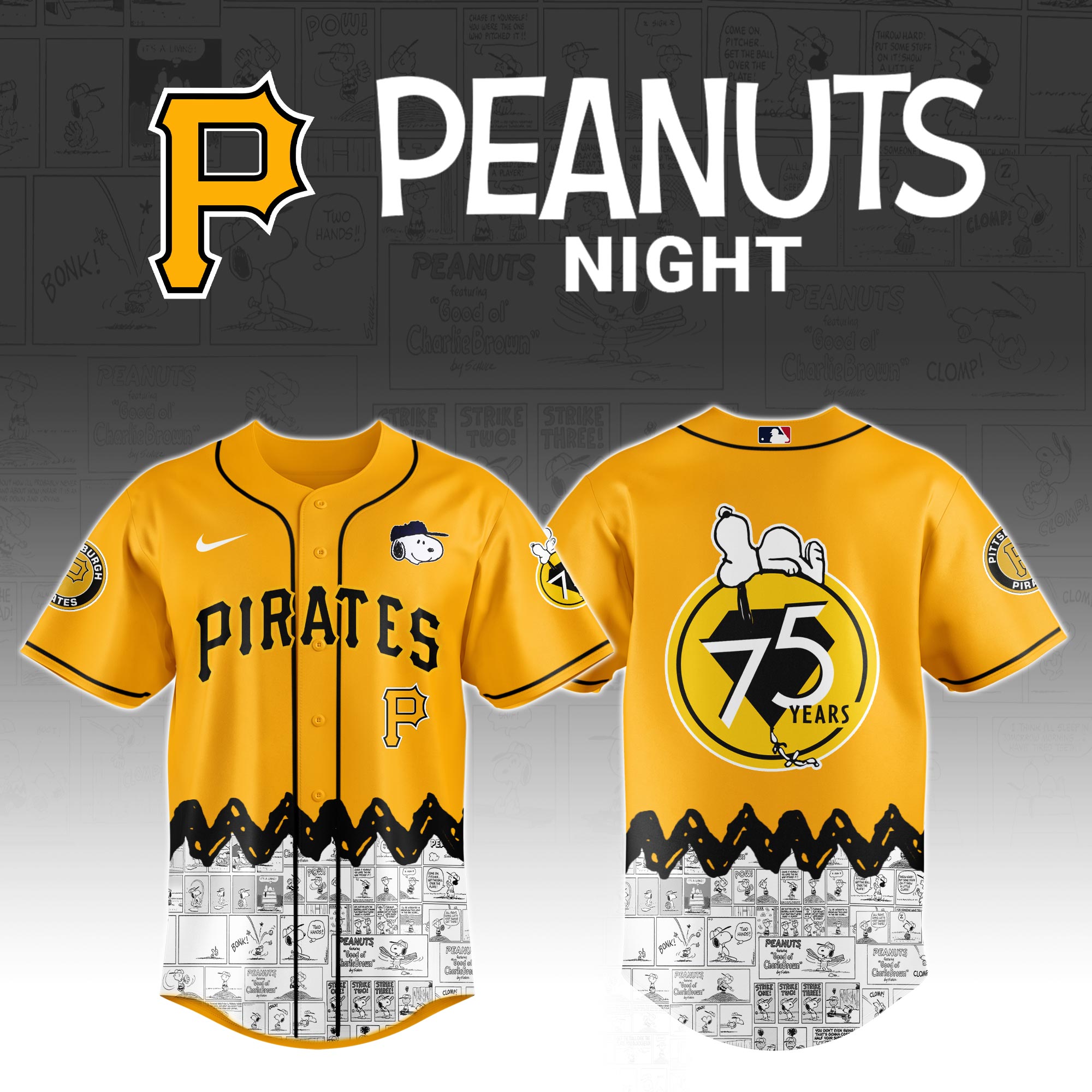 Pittsburgh Pirates MLB x Peanuts Personalized Baseball Jersey For Fan