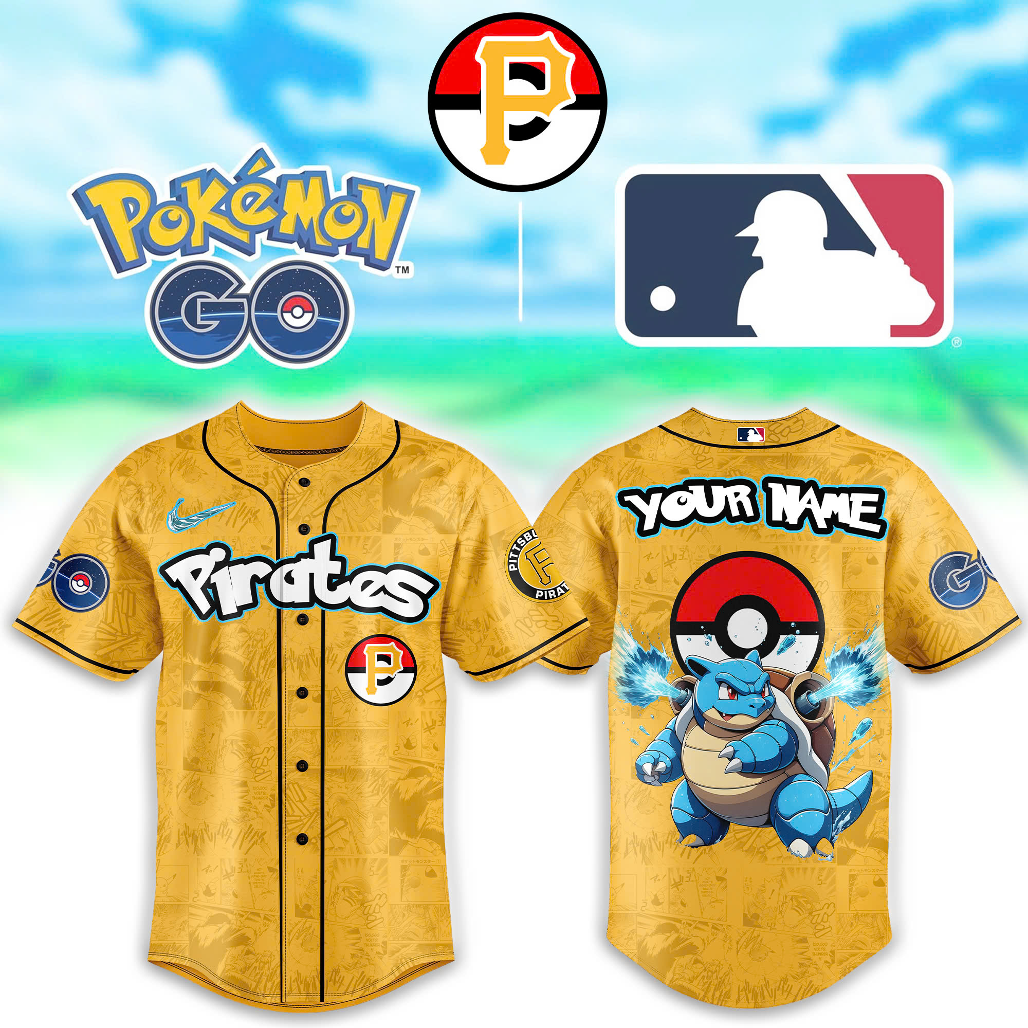 Pittsburgh Pirates MLB x Pokemon Go Personalized Baseball Jersey For Fan