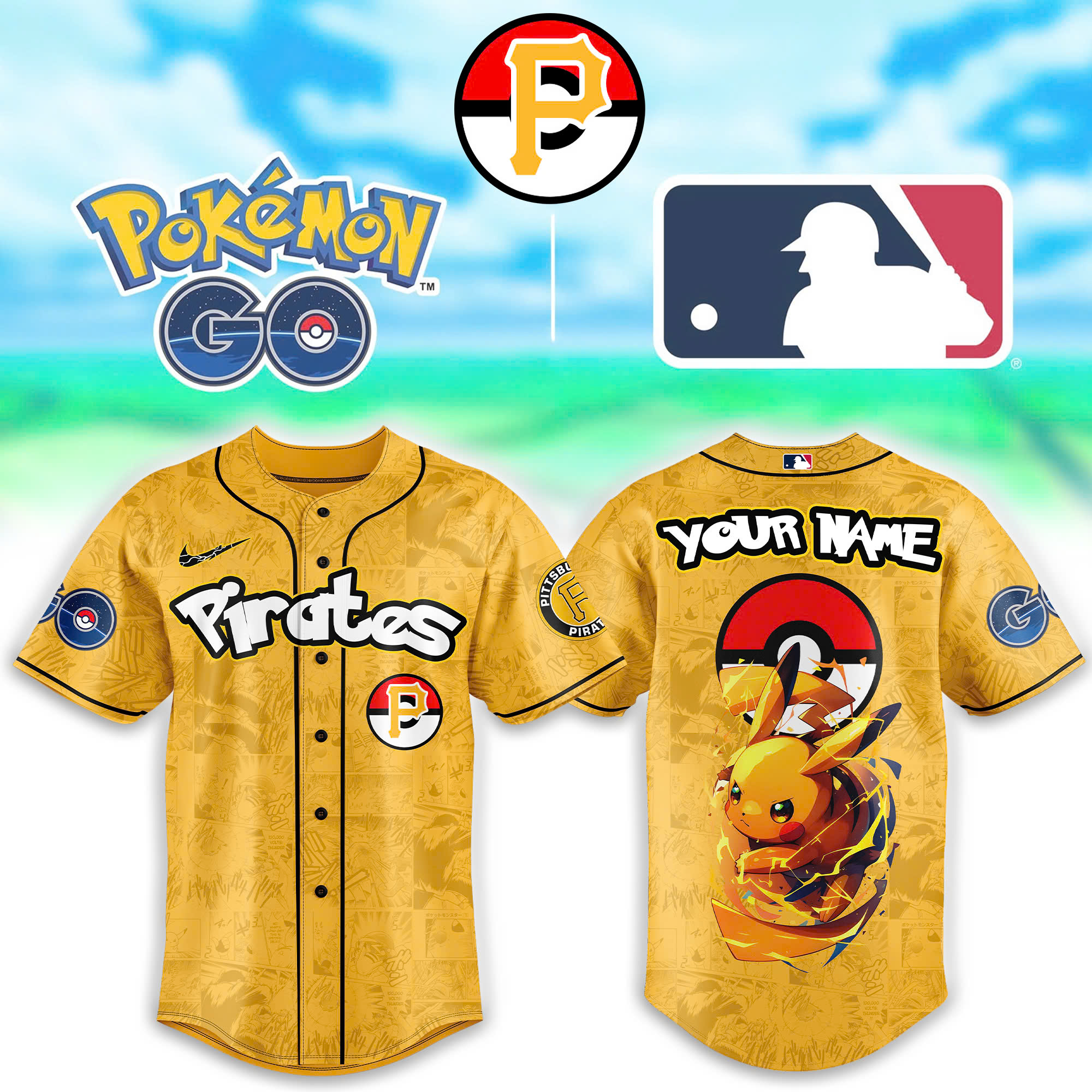 Pittsburgh Pirates MLB x Pokemon Go Pikachu Personalized Baseball Jersey For Fan