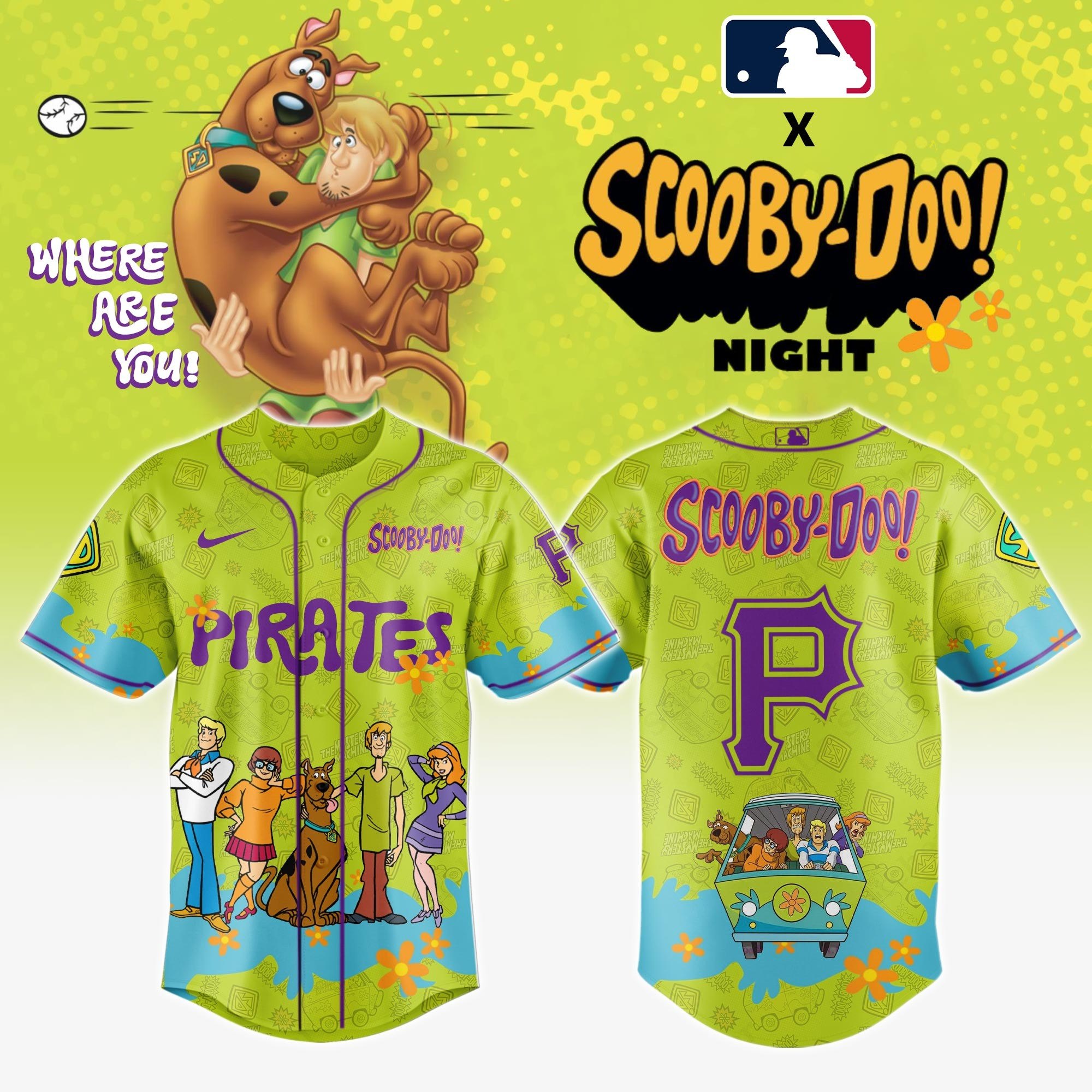 Pittsburgh Pirates MLB X Scooby Doo Jersey Merch Unique Gifts For Baseball Lovers Fans