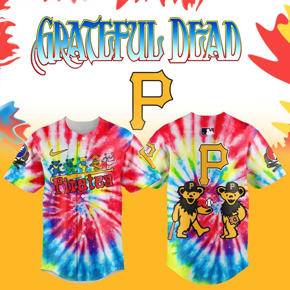 Pittsburgh Pirates x Grateful Dead New Night Tie Dye Jersey MLB Merch Baseball Fan Gifts