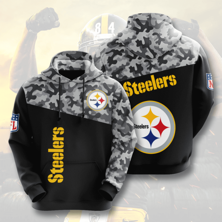Pittsburgh Steelers Black Camo NFL Football Team Hoodie