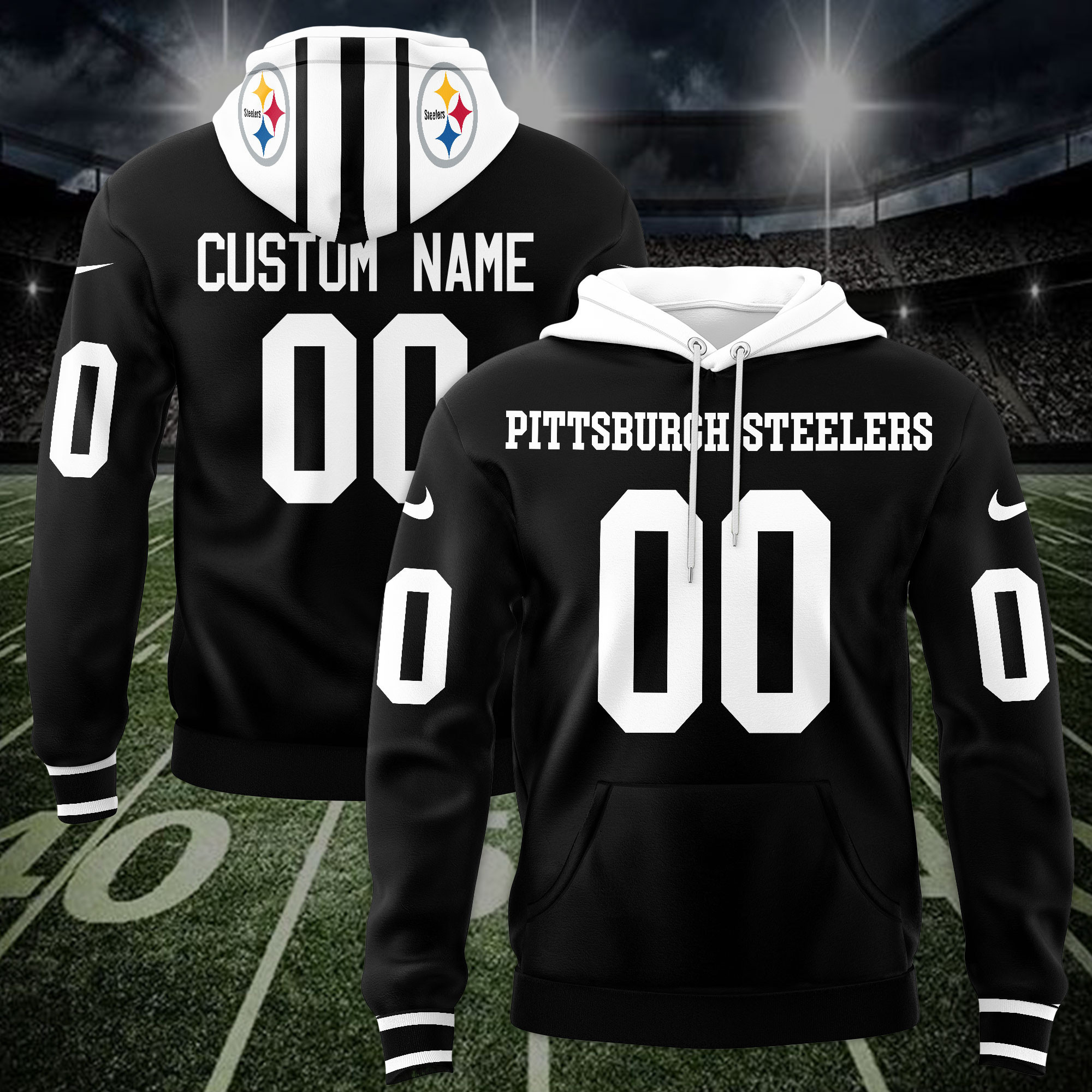 Pittsburgh Steelers Custom Name And Number 3D Hoodie