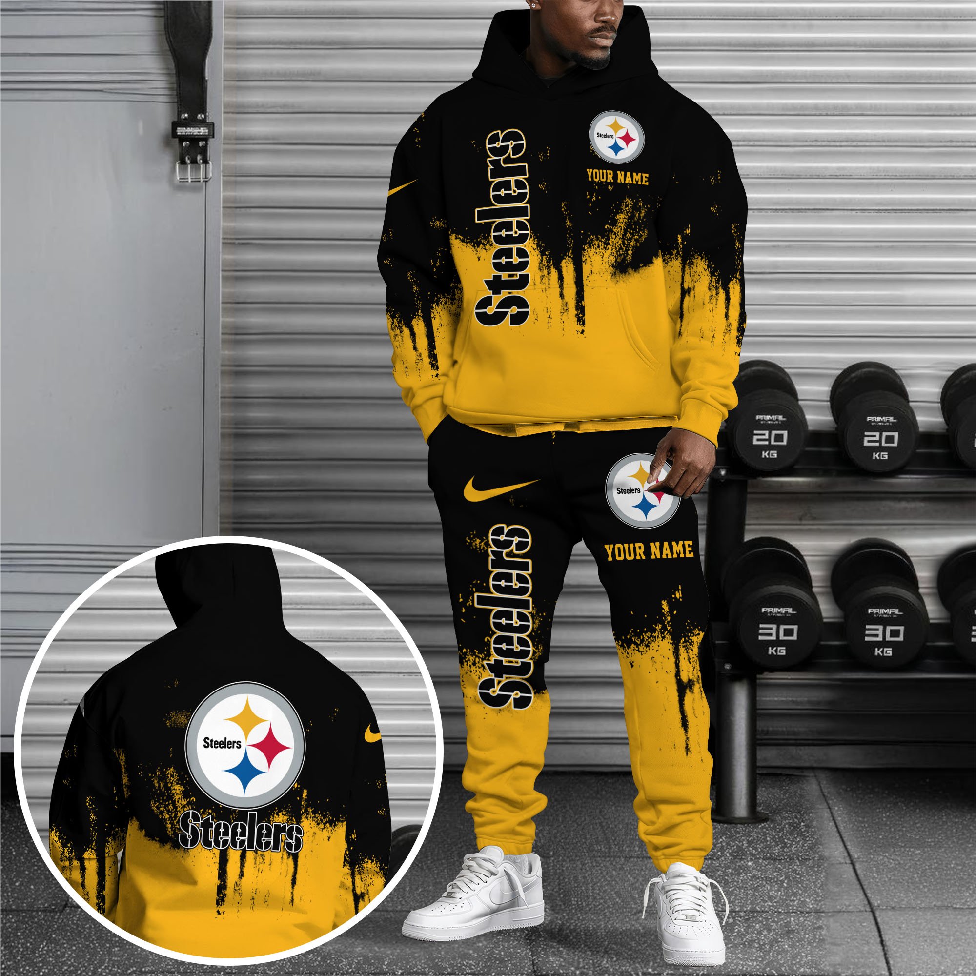Pittsburgh Steelers Hoodie Sweatpants Set, Custom Hoodie, Sport Hoodie Sweatpants Set, Sport Gifts For Fan MC82 Gift For Sport Music Fans