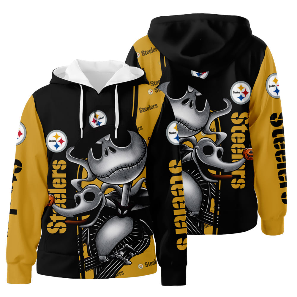 Pittsburgh Steelers Jack Skellington Halloween 3D All Over Print Hoodie Zip-Up Hoodie