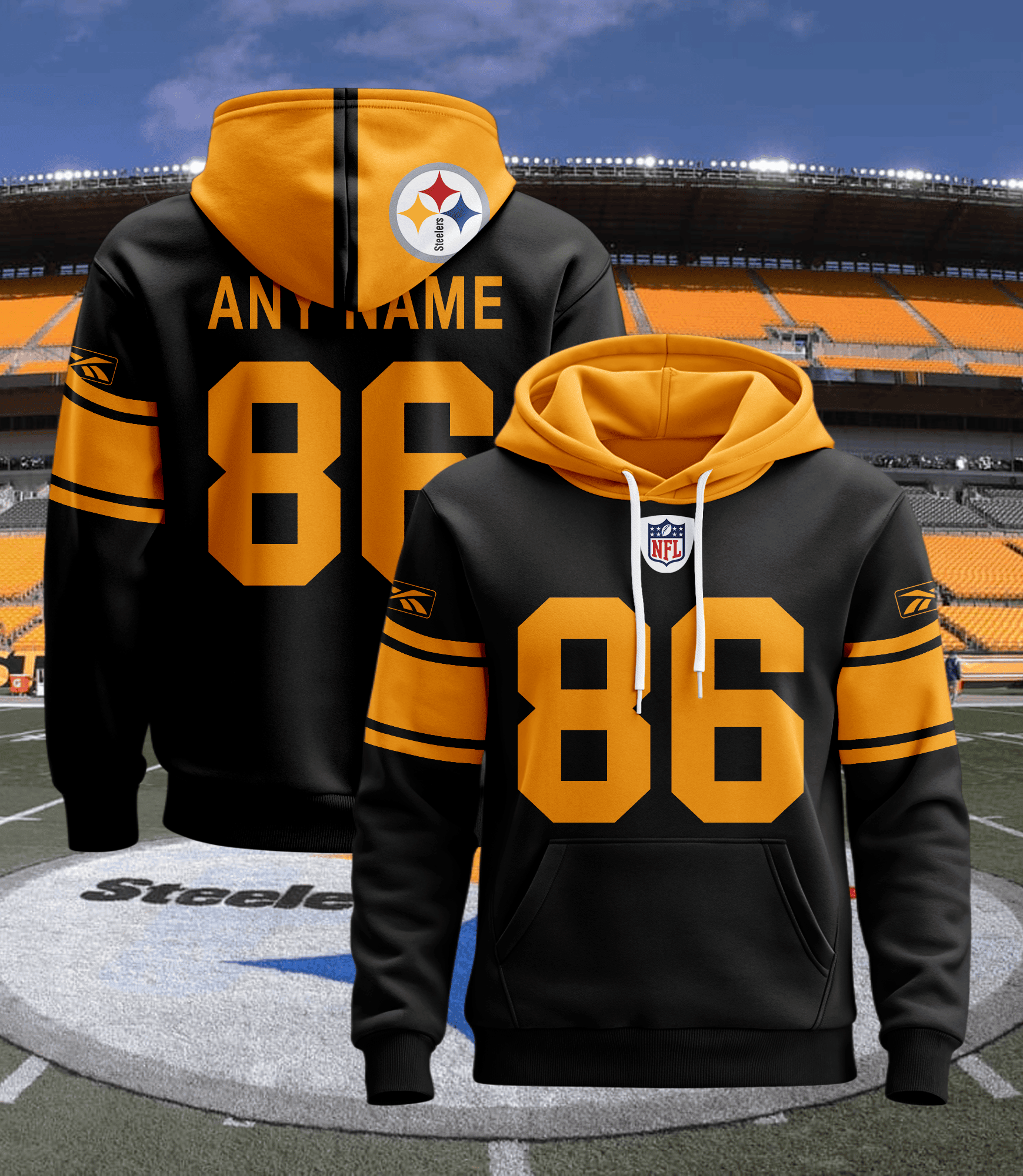Pittsburgh Steelers Personalized Name And Number NFL 3D Hoodie Version 52