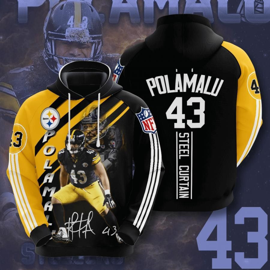 Pittsburgh Steelers Polamalu 43 Hoodie  Zip Hoodie