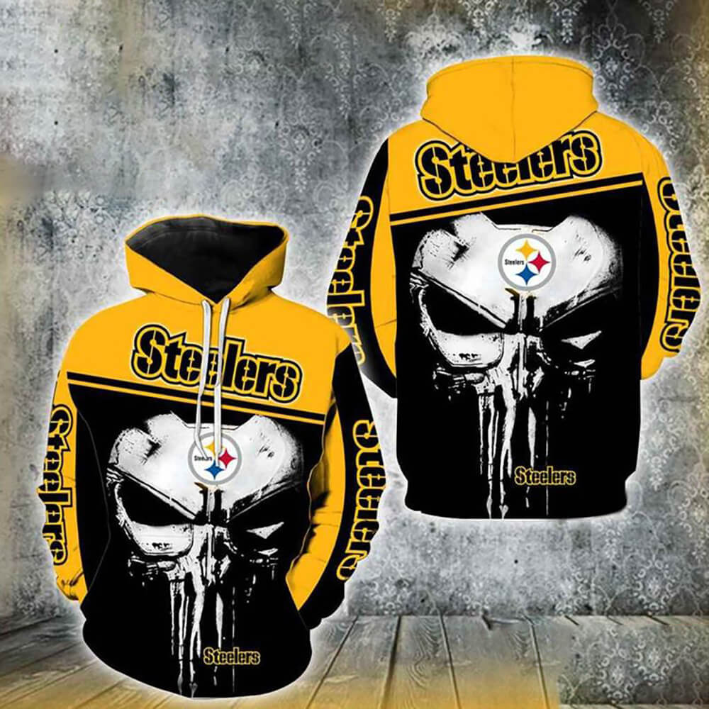Pittsburgh Steelers Punisher Skull V2 NFL Football Team Hoodie