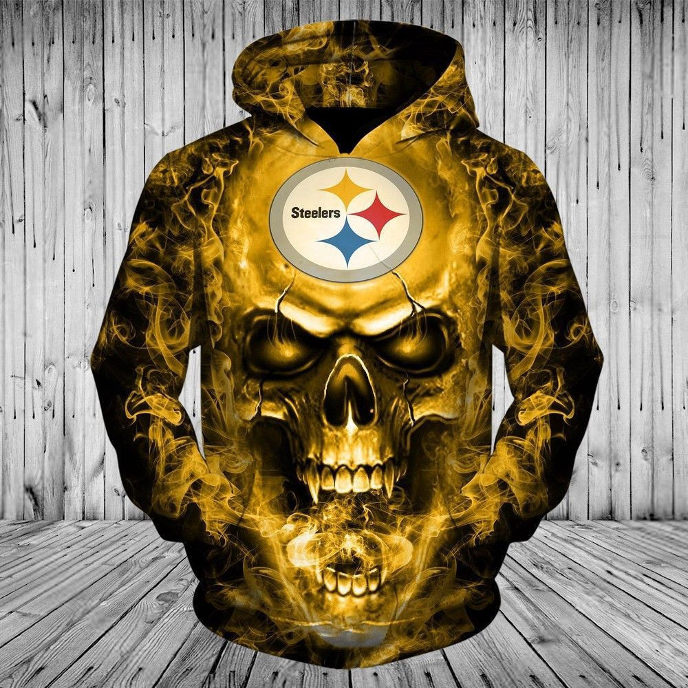 Pittsburgh Steelers Skull Hoodie NFL Football Team Hoodie Gift For Sport Music Fans