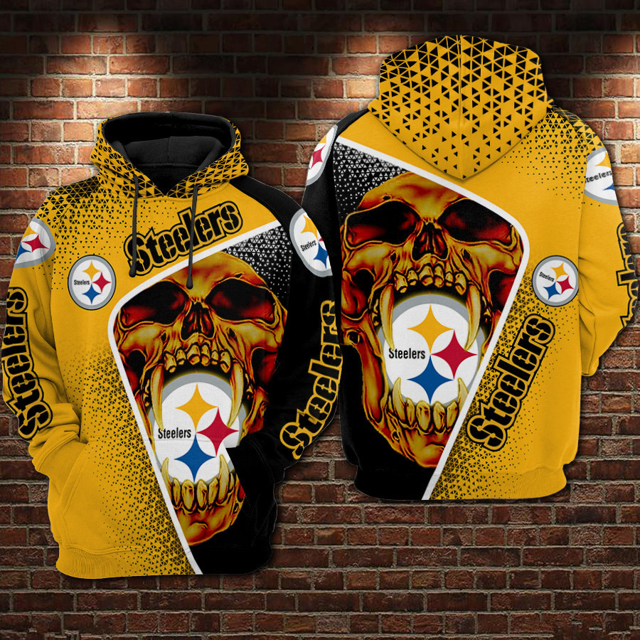 Pittsburgh Steelers Skull Hoodie  Zip Hoodie Version 699